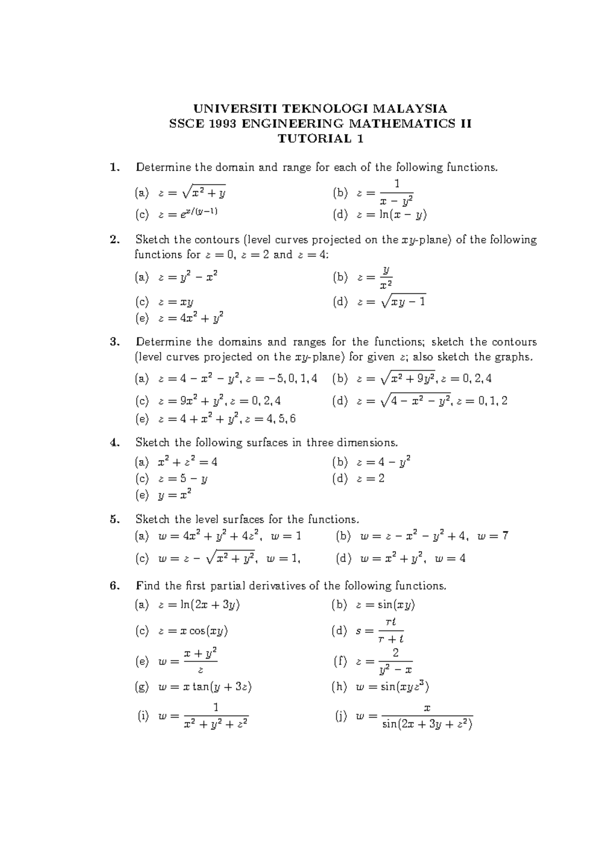 SSCE1993 - Tutorial 1 - UNIVERSITI TEKNOLOGI MALAYSIA SSCE 1993 ...