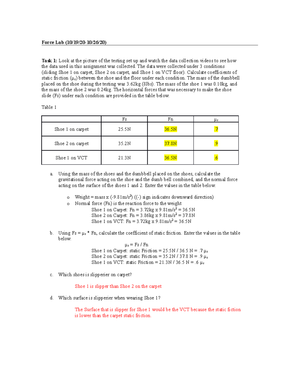 Force lab assignment FALL 2020 - Force Lab (10/19/20-10/26/20) Task 1 ...