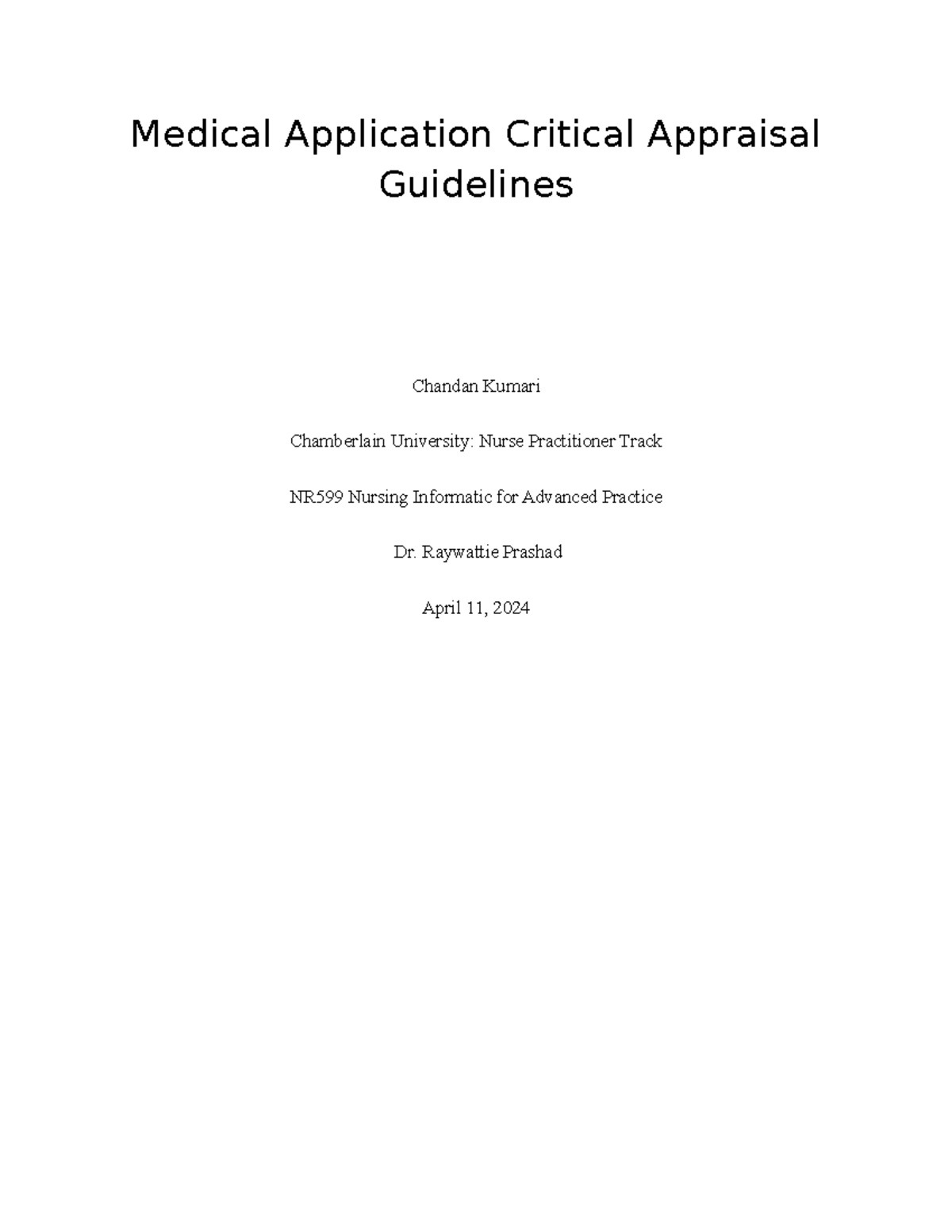 Kumaricweek 6Medicalaapplicationcriticalappraisalguidelines Medical