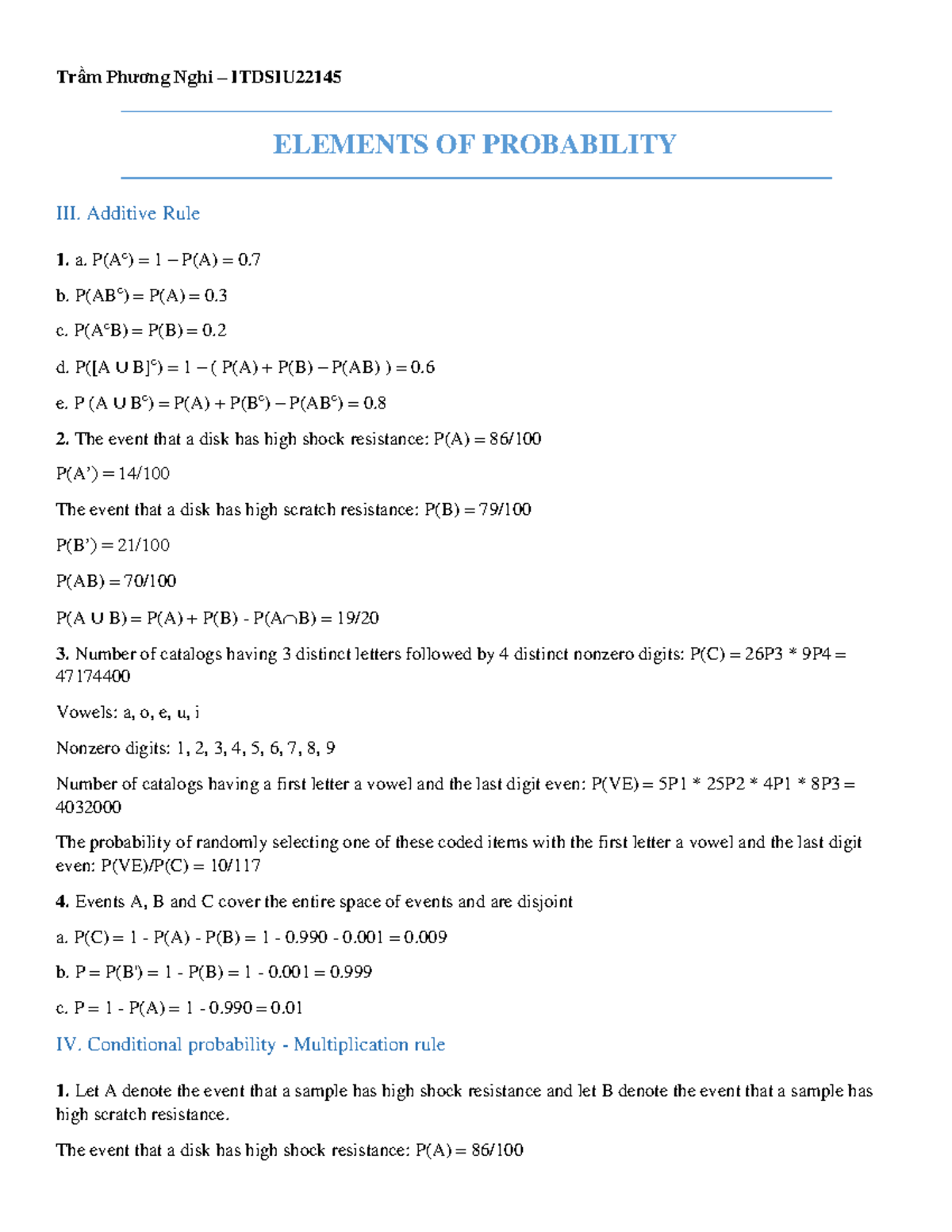 HW3 - PROBABILITY - Trầm Phương Nghi – ITDSIU ELEMENTS OF PROBABILITY ...