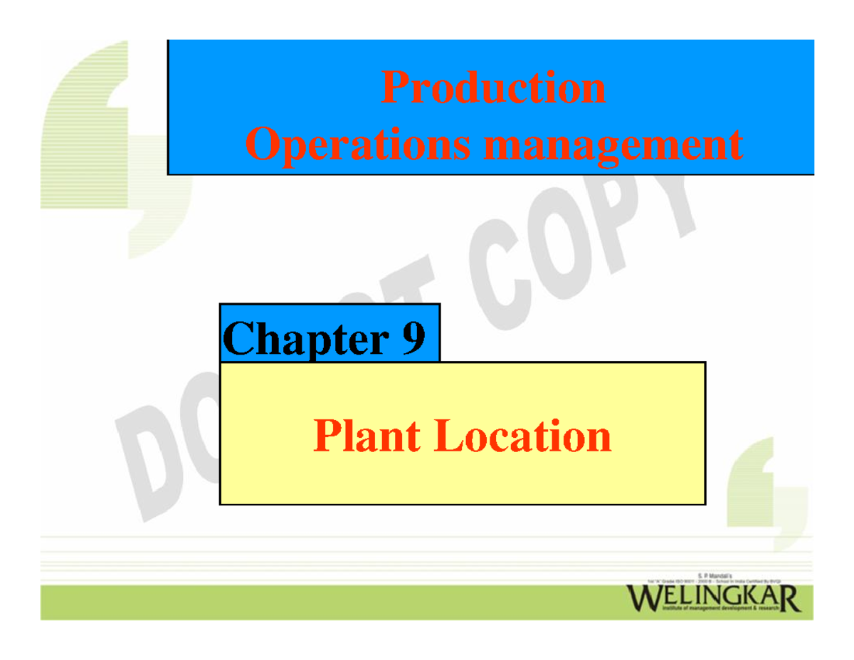 Ch9Plant location sadsa Plant Location Chapter 9 Production