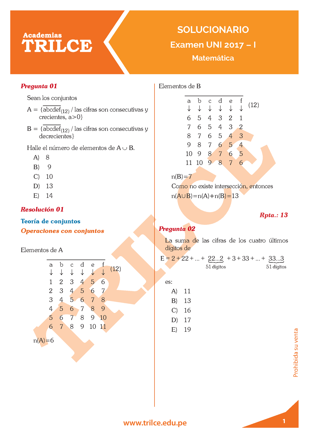 Solucionario 2017 I Uni Matematica - Examen UNI 2017 – I Matemática ...