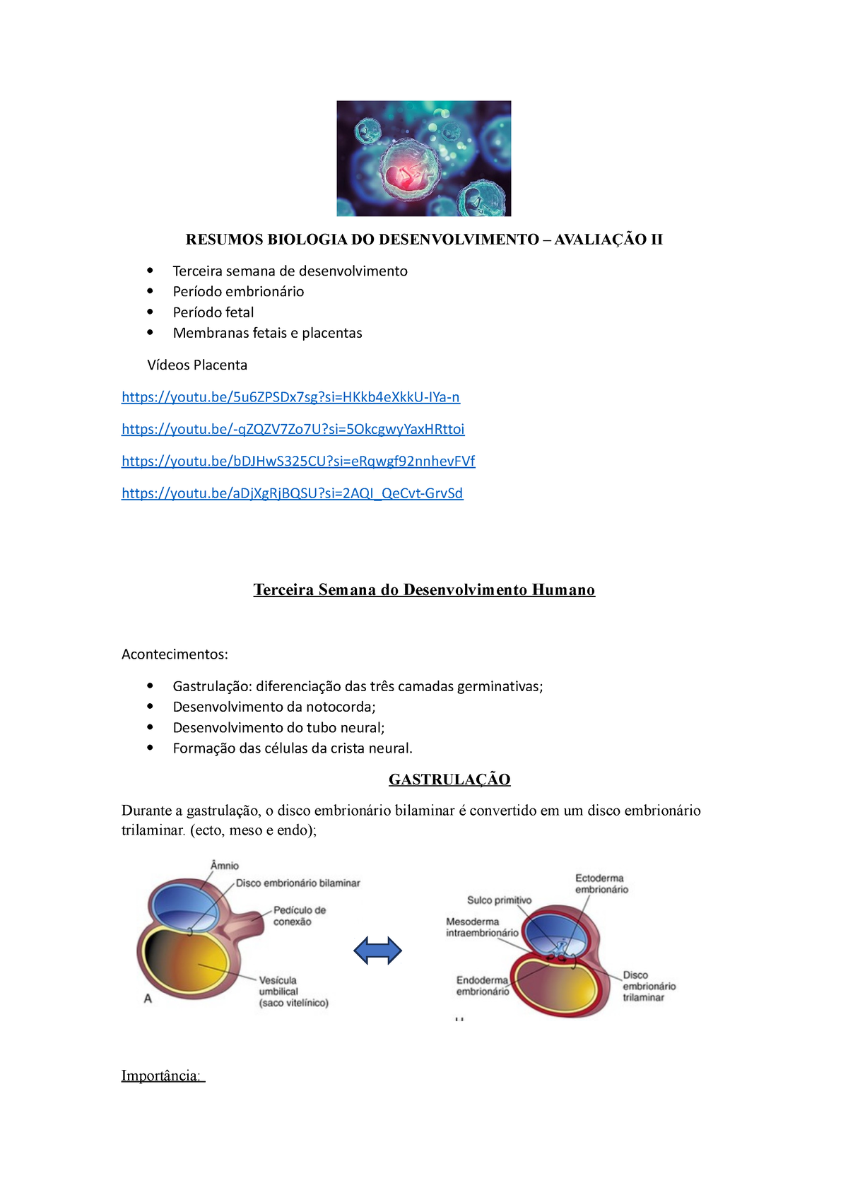 Resumos Biologia Do Desenvolvimento Resumos Biologia Do Desenvolvimento AvaliaÇÃo Ii 9569