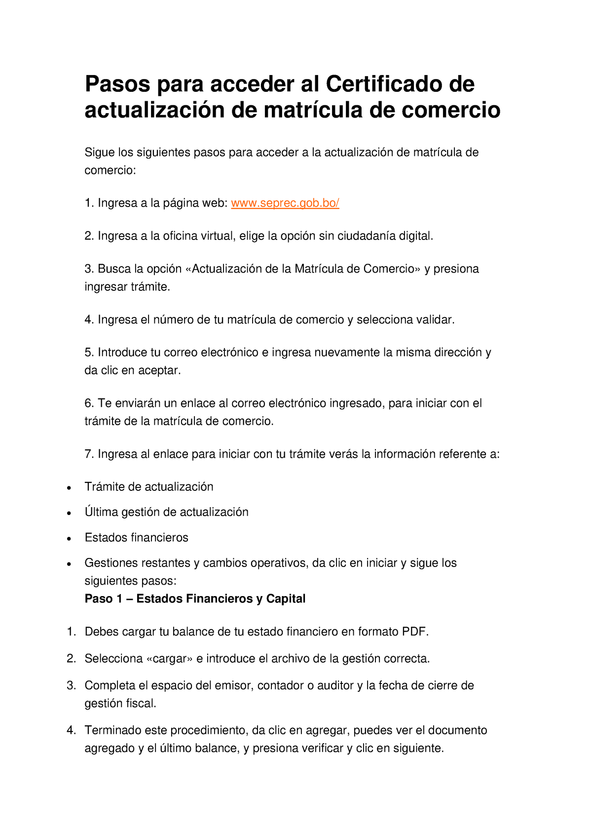 Pasos Para Acceder Al Certificado De Actualización De Matrícula De Comercio Pasos Para Acceder 6901