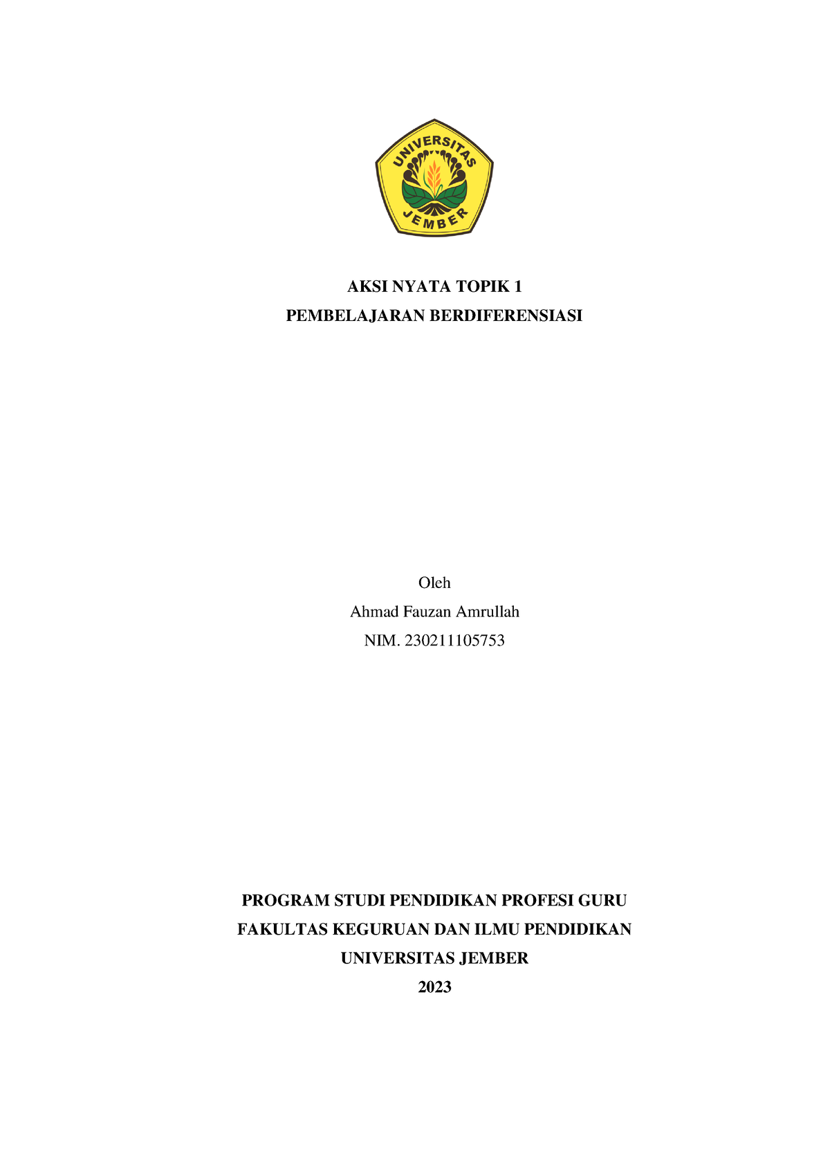 Aksi Nyata Topik 1 Pembelajaran Berdiferensiasi Ahmad Fauzan Amrullah ...