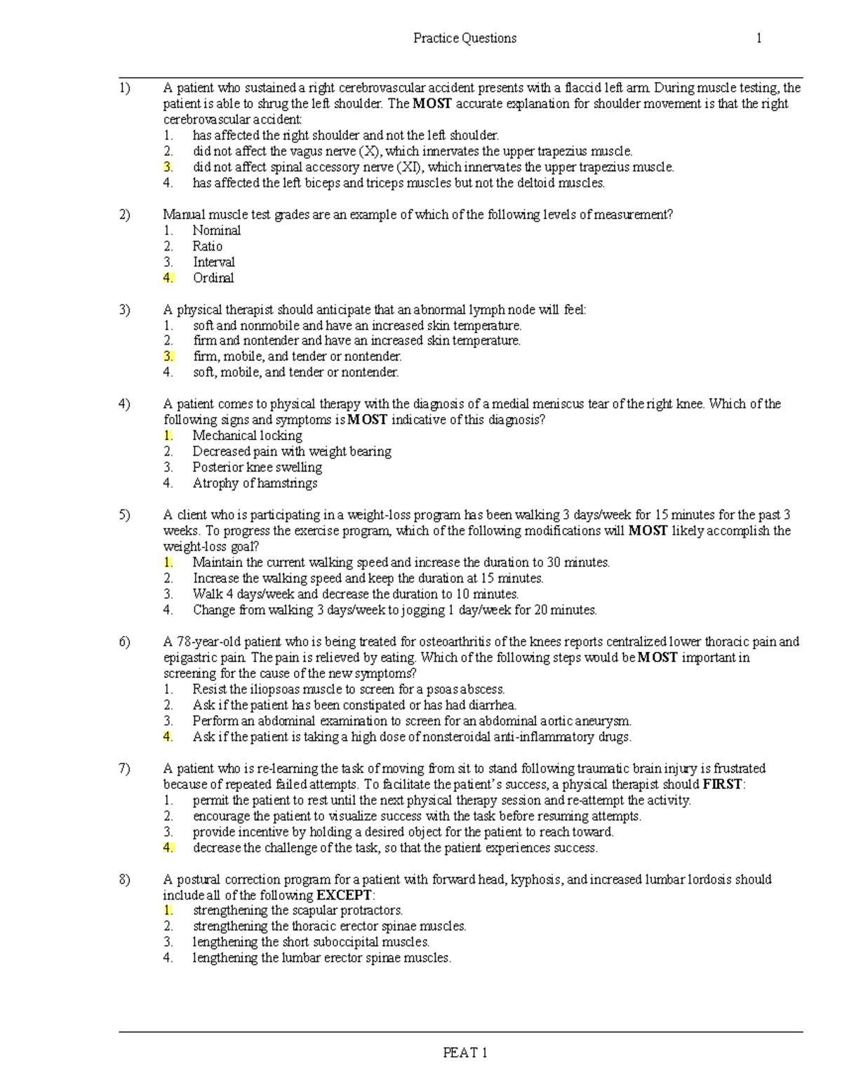 PEAT-5 - A patient who sustained a right cerebrovascular accident ...