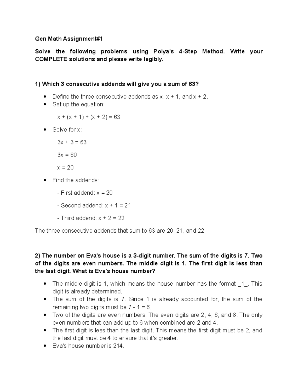 Gen Math Assignment 1 - iakakaka - Gen Math Assignment# Solve the ...