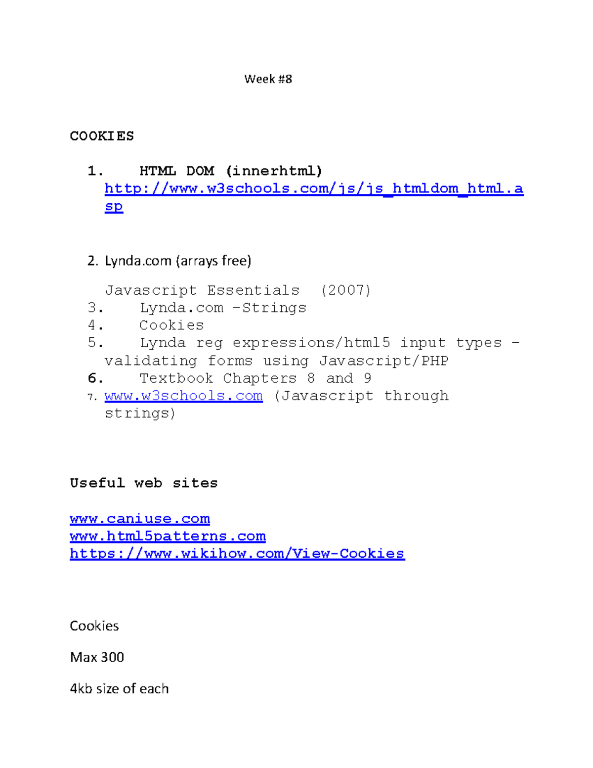 Lecture 8 (1)(1) - Week # COOKIES HTML DOM (innerhtml) W3schools/js/ Js ...