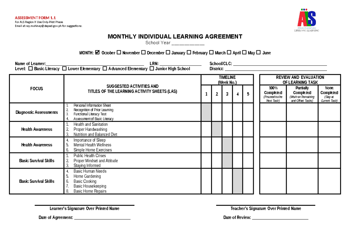 Assessment-Form-1 - ASSESSMENT FORM 1. For ALS Region X Use Only-Pilot ...