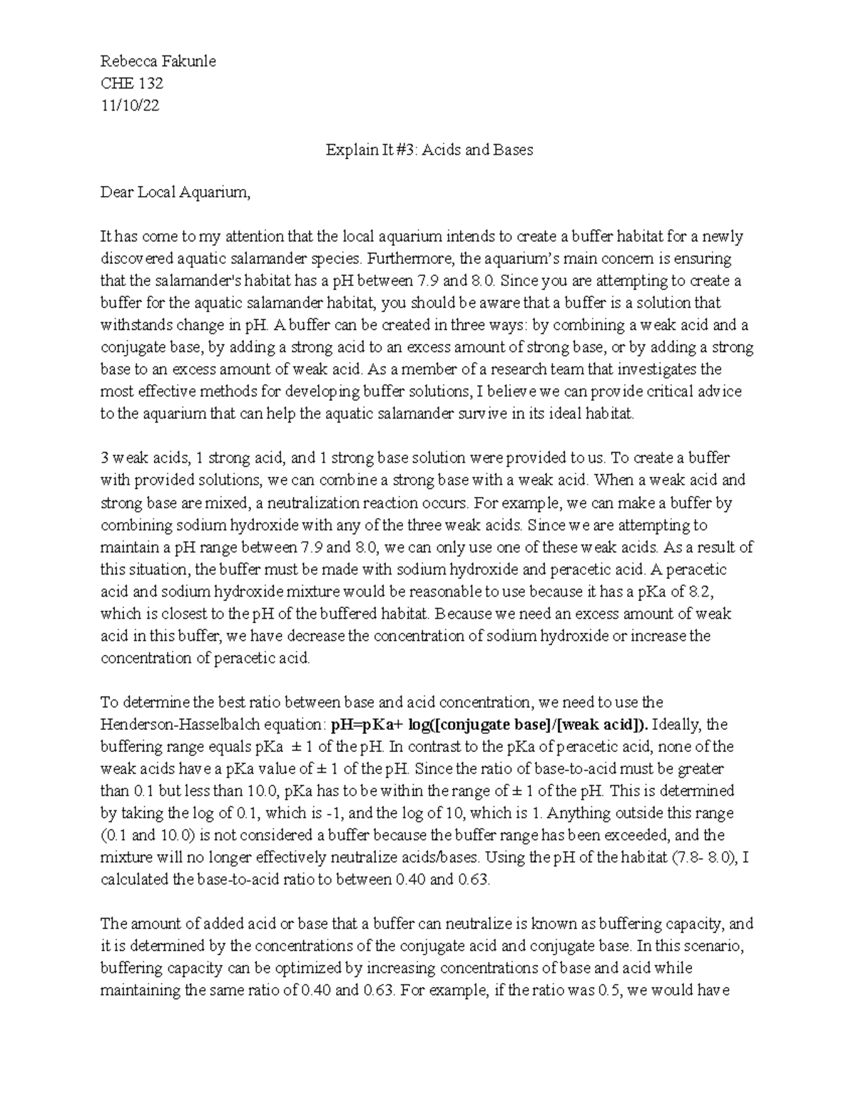 Explain It #3 Acids and Bases (14) - Rebecca Fakunle CHE 132 11/10 ...