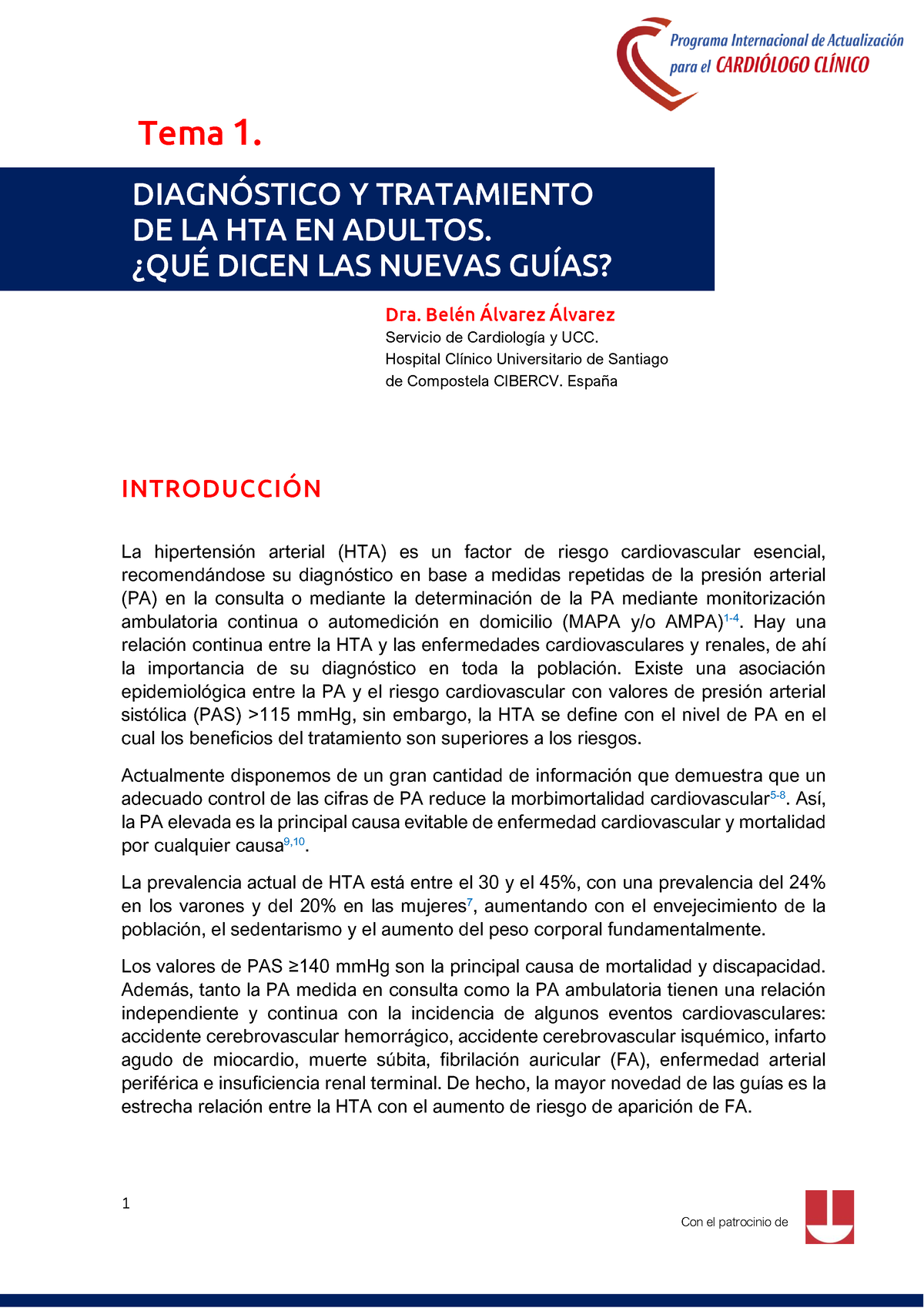 Tema 1 Diagnostico Y Tratamiento HTA - 1 DIAGN”STICO Y TRATAMIENTO DE ...