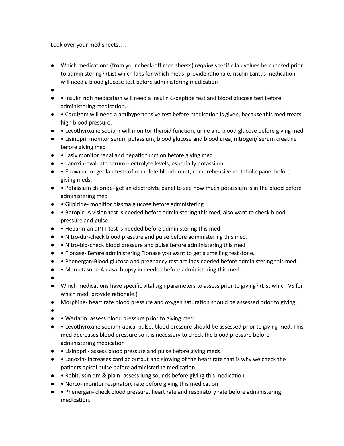 Med Pass Prep 11 - Important information to look over to pass med pass ...