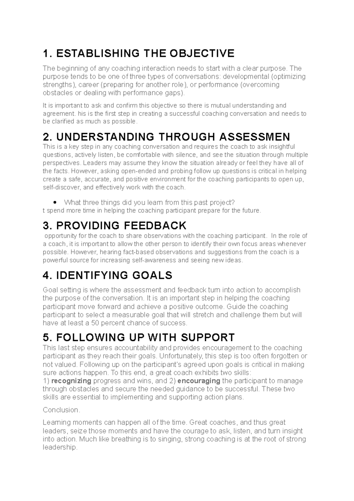 PLAYING FOOTBALL 1. ESTABLISHING THE OBJECTIVE The beginning of any