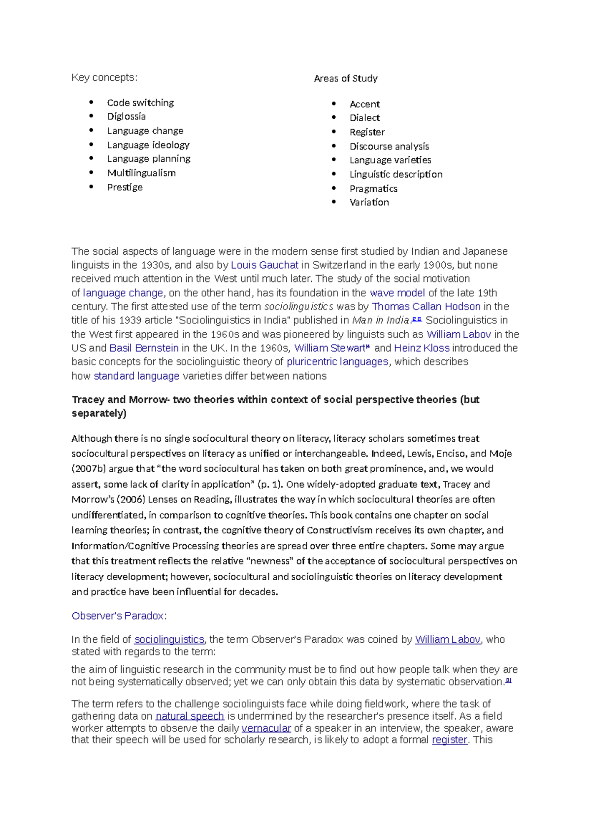 Sociolinguistic notes - Key concepts: Code switching Diglossia Language ...