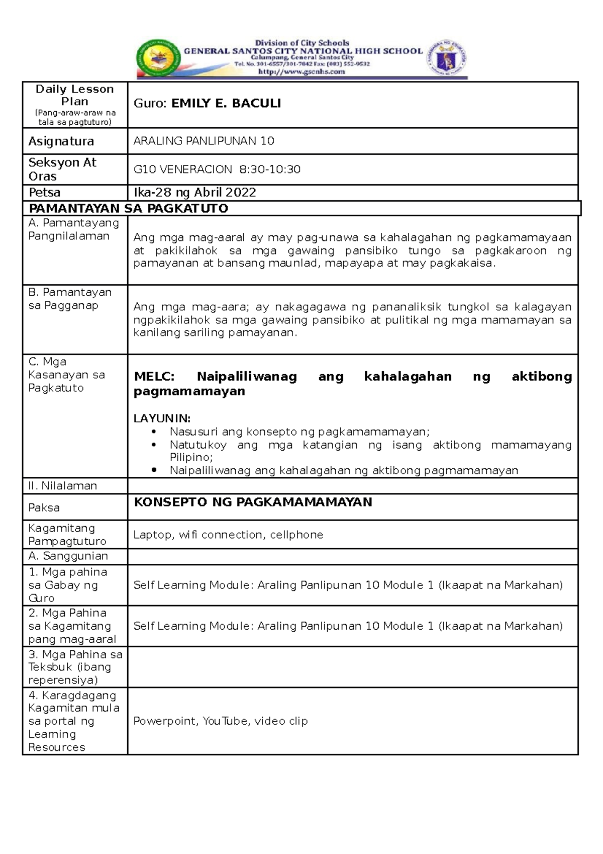 Daily-Lesson-Plan-CO-2 - Daily Lesson Plan (Pang-araw-araw Na Tala Sa ...