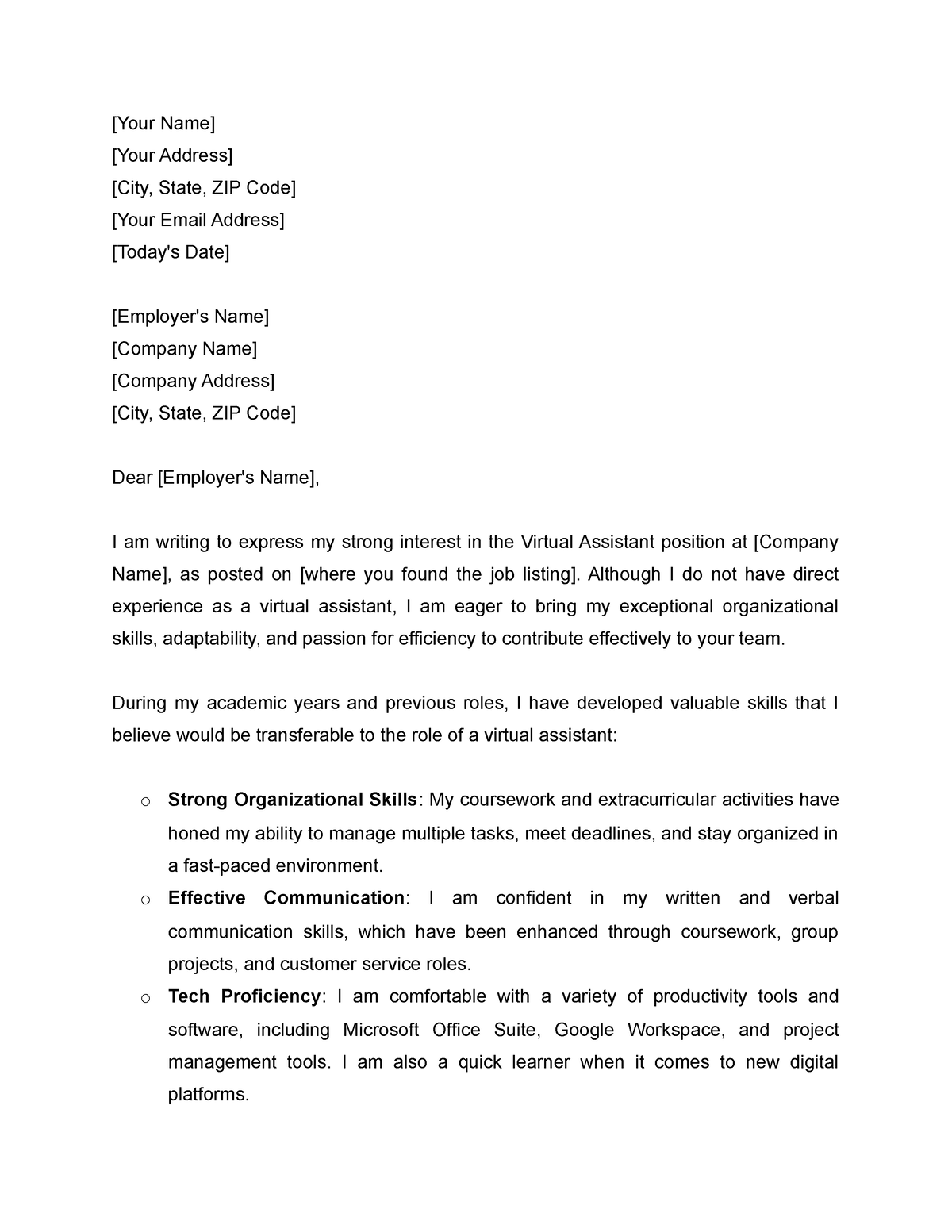 Cover Letter (VA) - compliances - [Your Name] [Your Address] [City ...