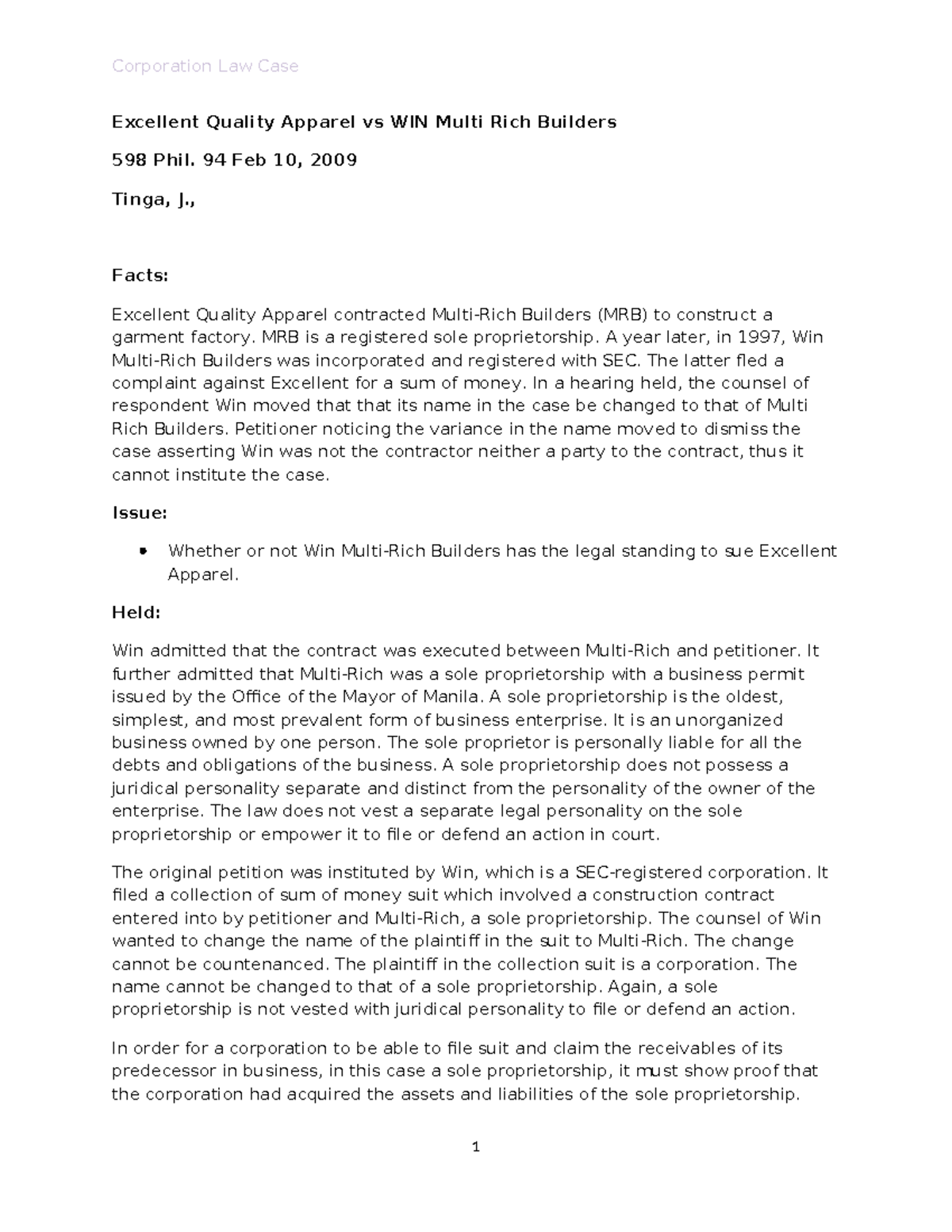 4 Excellent Quality Apparel vs WIN Multi Rich 94 Feb 10, 2009 Tinga