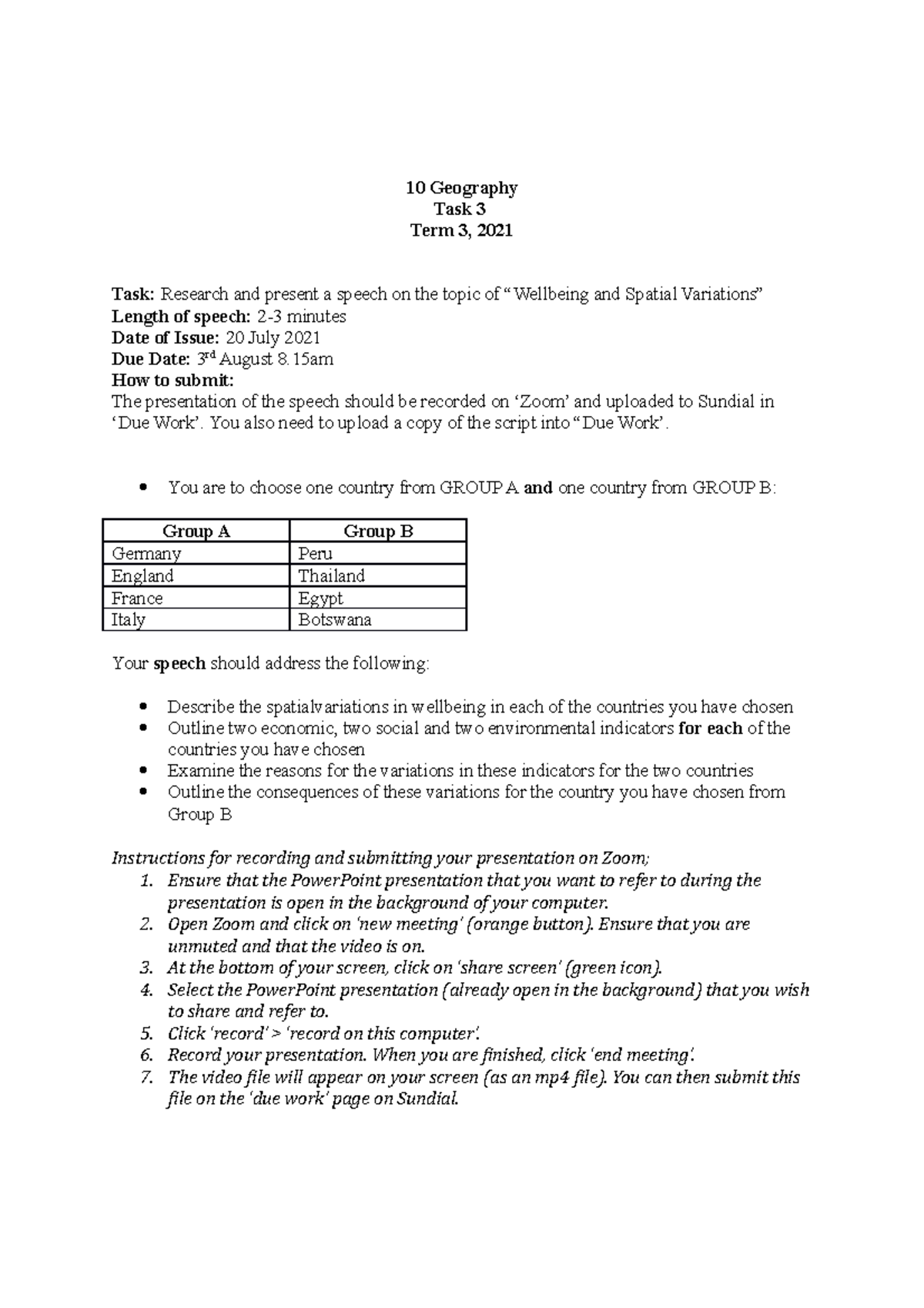 10 Geography Task 3 Updated 10 Geography Task 3 Term 3, 2021 Task