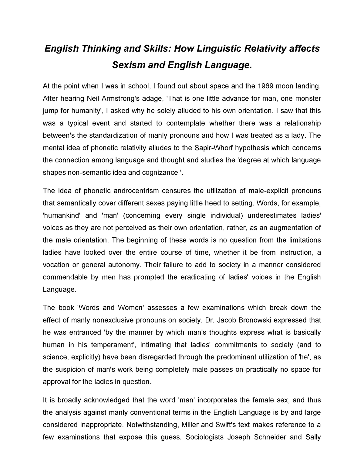 sexism in language essay