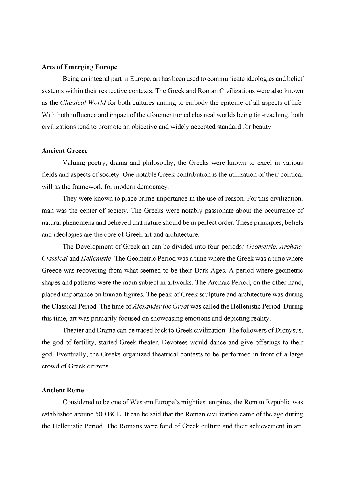 art of emerging europe essay