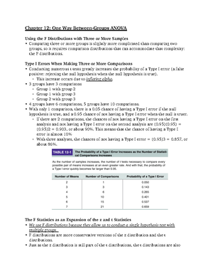 Behavioral Stats Textbook Chapter 13 Notes - Chapter 13: ANOVA Having ...