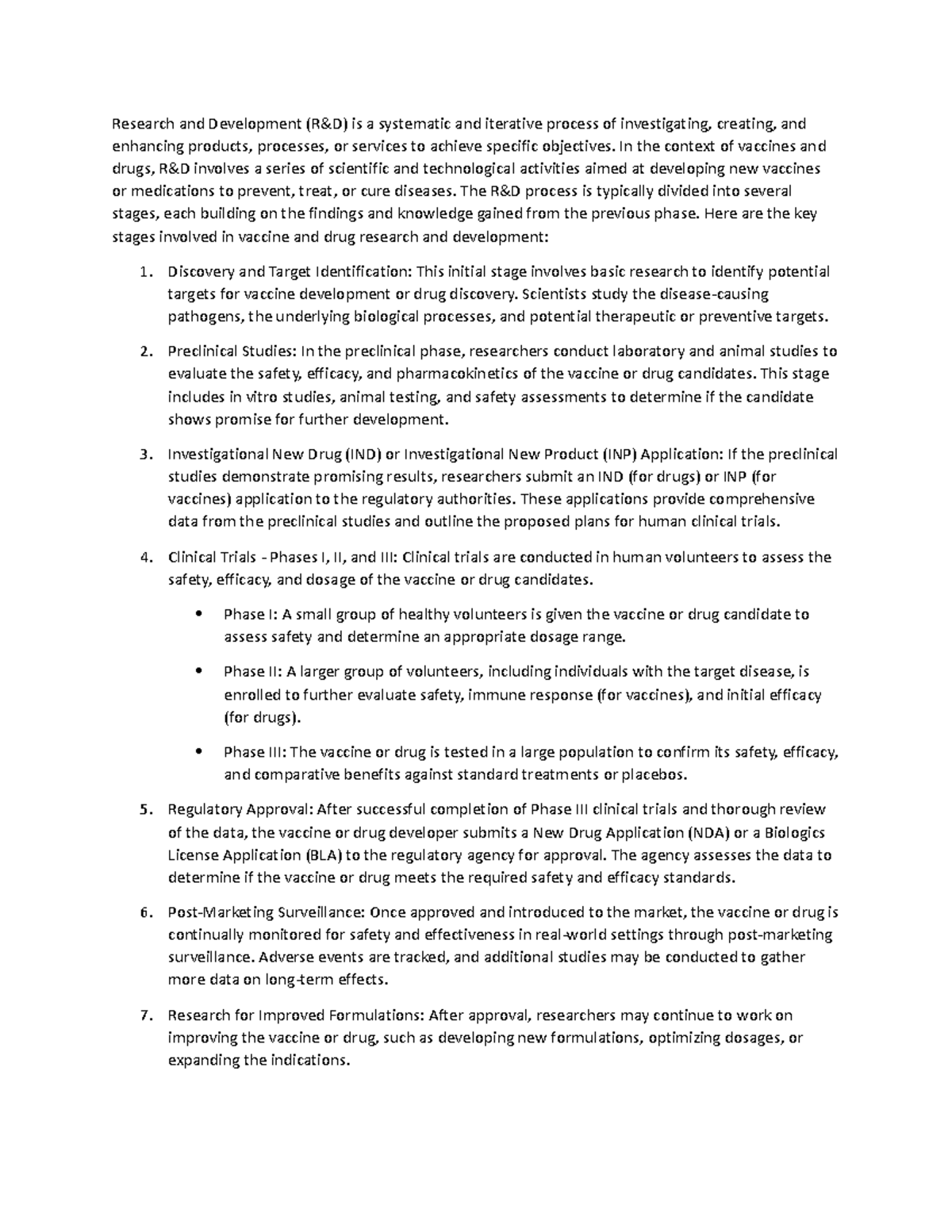 Research and Development - In the context of vaccines and drugs, R&D ...