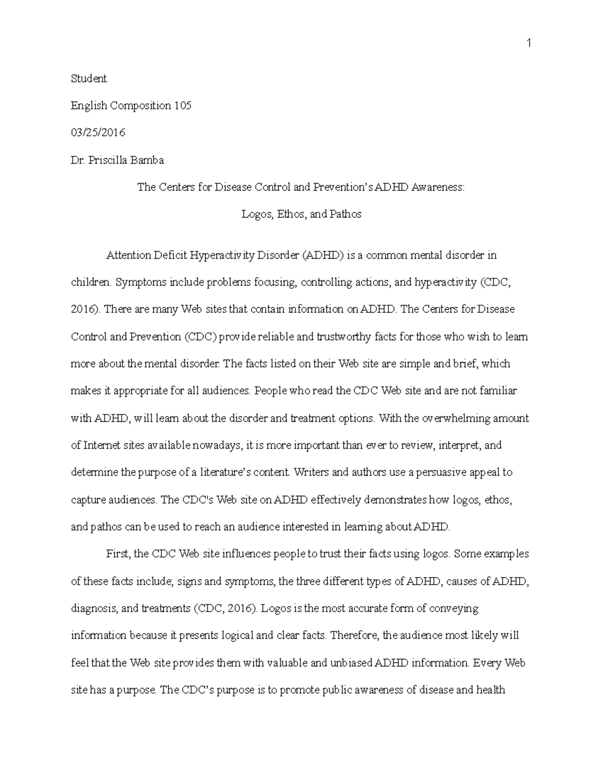 Example Rhetorical Analysis Essay - ENG-30 - English Composition