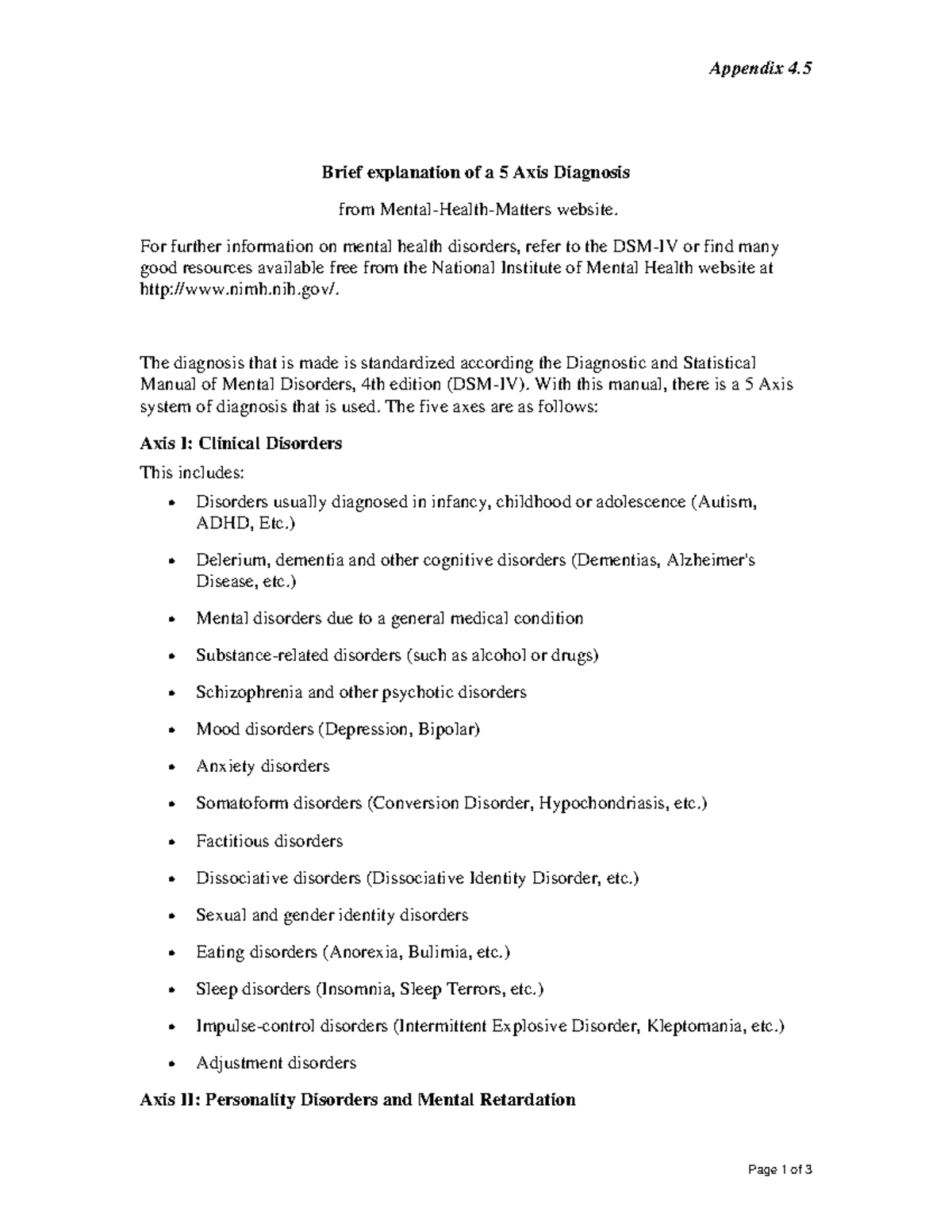 Explanation of axis Appendix 4. Page 1 of 3 Brief explanation of a 5