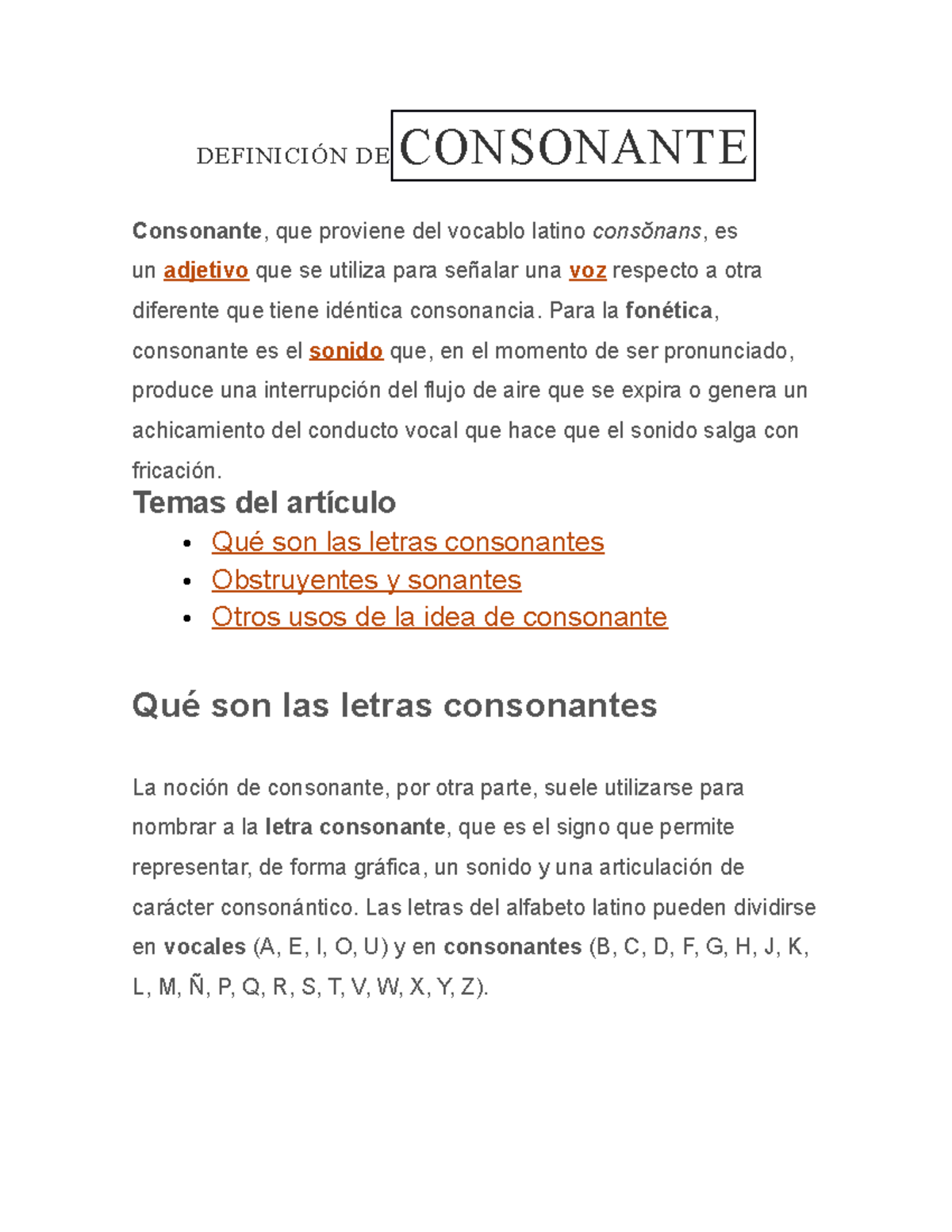 Definición Deconsonante DefiniciÓn De Consonante Consonante Que Proviene Del Vocablo Latino