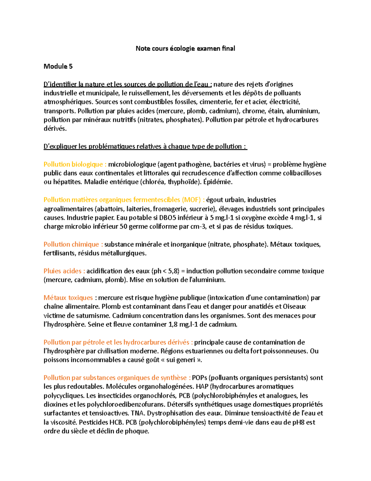 Note cours écologie examen final - Note cours écologie examen final ...