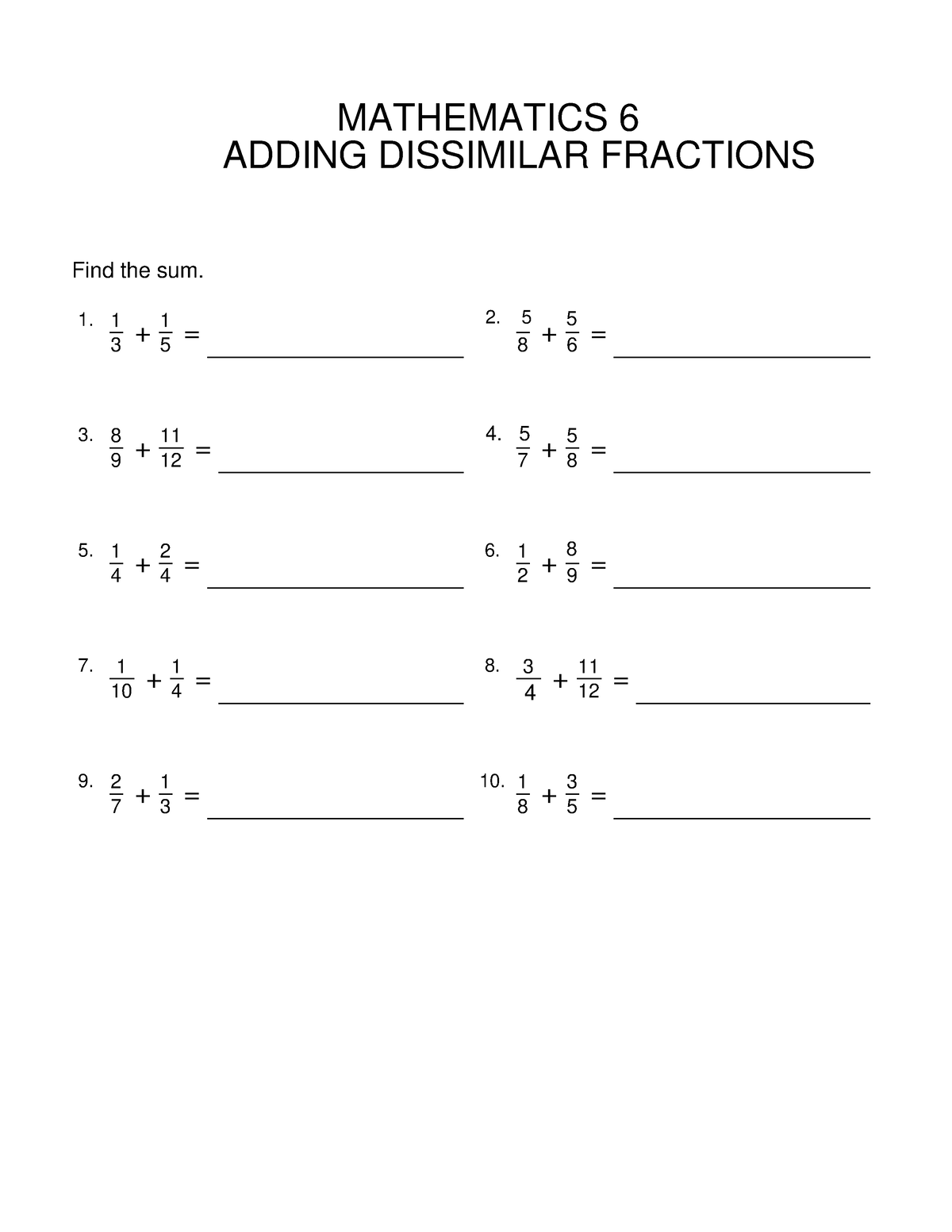 Adding Dissimilar Fractions Online Reading And Math For K 5 © K5learning Adding Unlike Fractions 6142