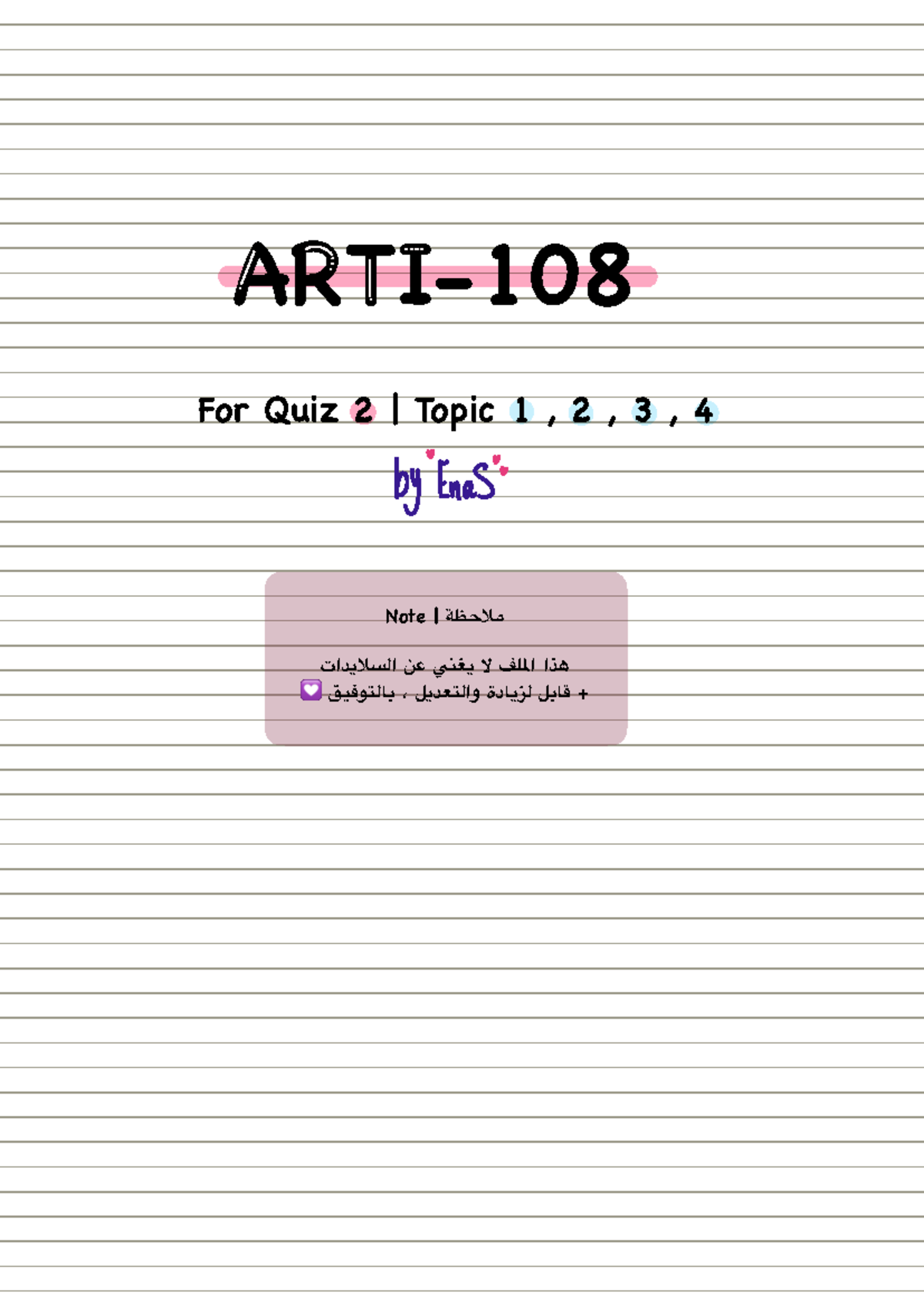 Al-Quiz2 - Summary Artificial Intelligence - ARTI- For Quiz 2 | Topic 1 ...