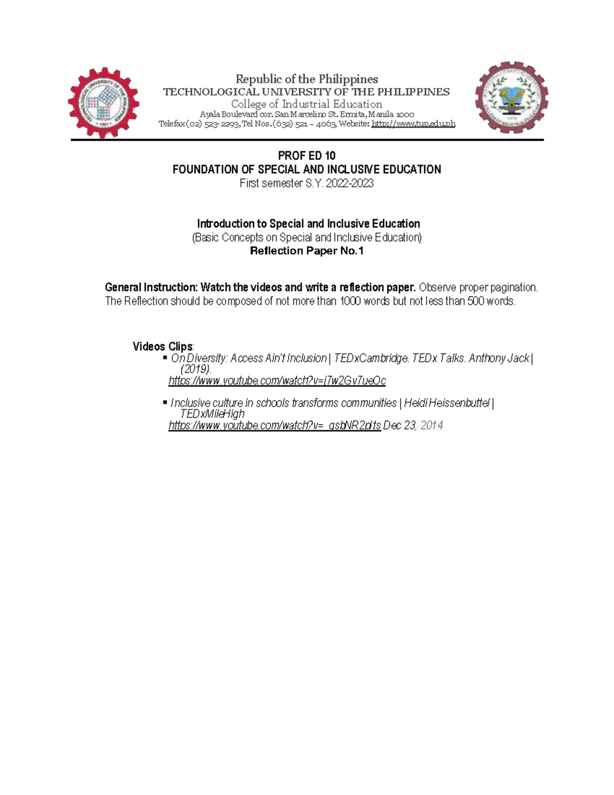 Reflection Paper NO. 1 Quiambao - Republic of the Philippines ...