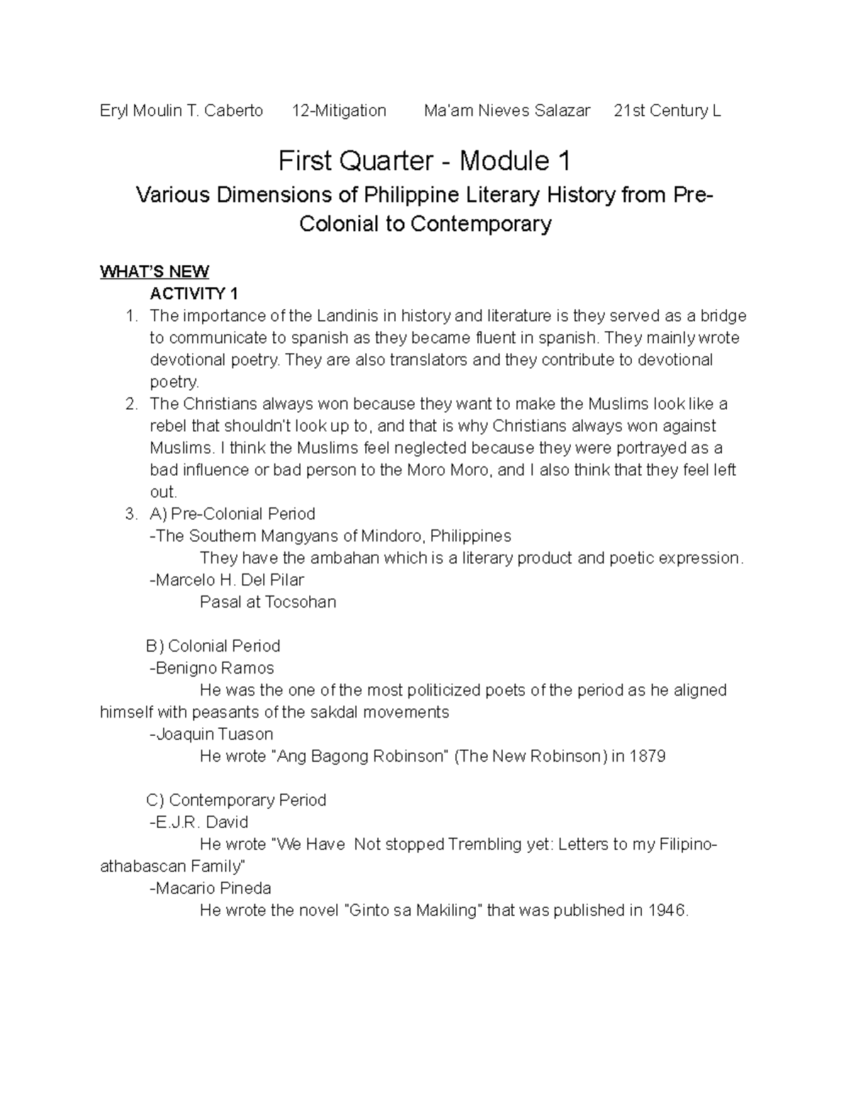 Caberto Q1Mod1 12-Mitigation 21st Century - Eryl Moulin T. Caberto 12 ...