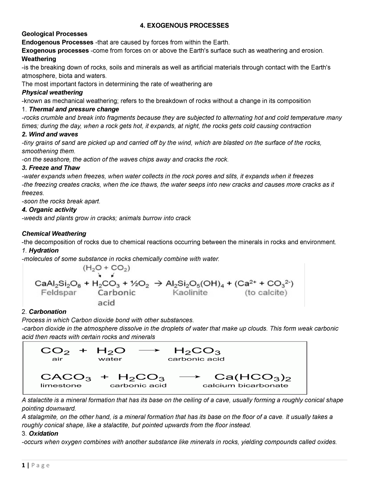 Exogenic Process - 4. Exogenous Processes Geological Processes 