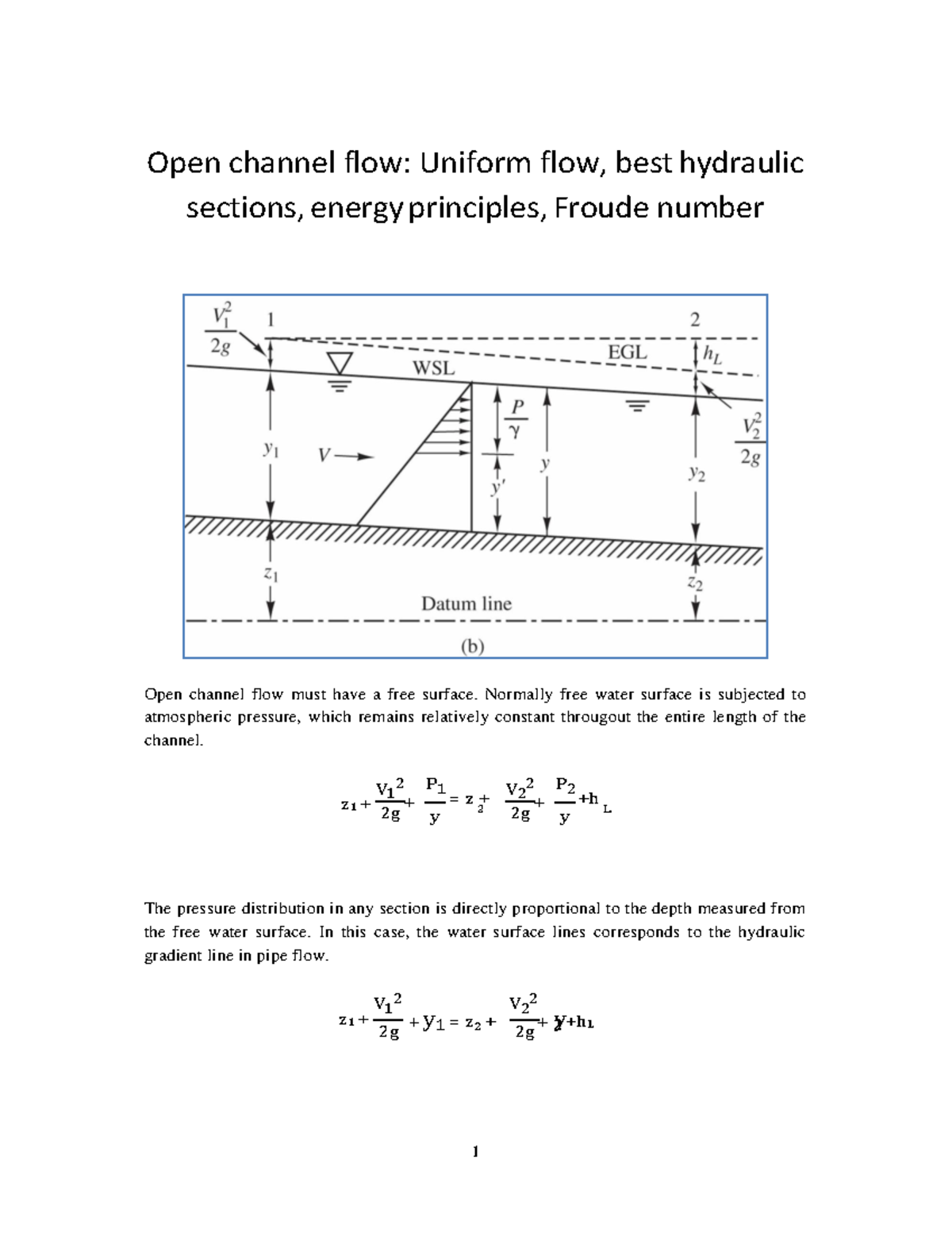Lecture 2 notes, which discusses flow in open channels - 2 y y Open ...