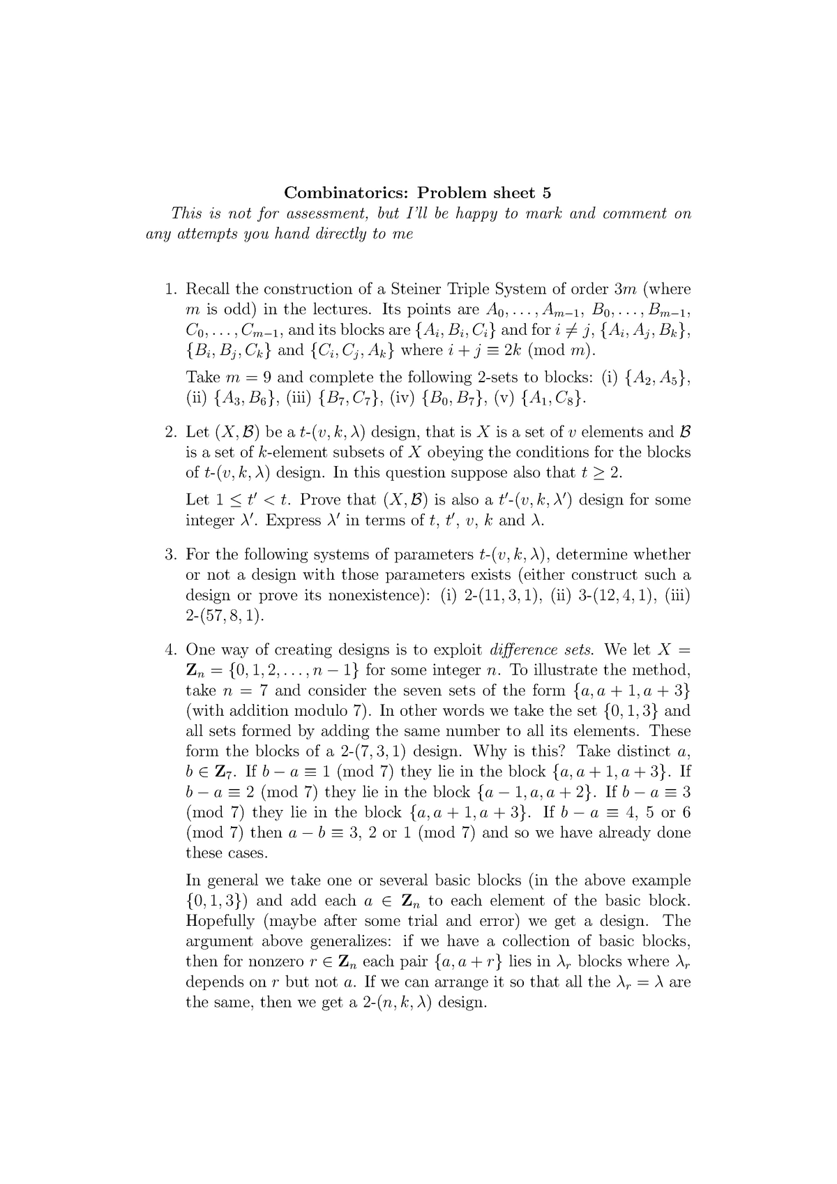 assignment problem combinatorics