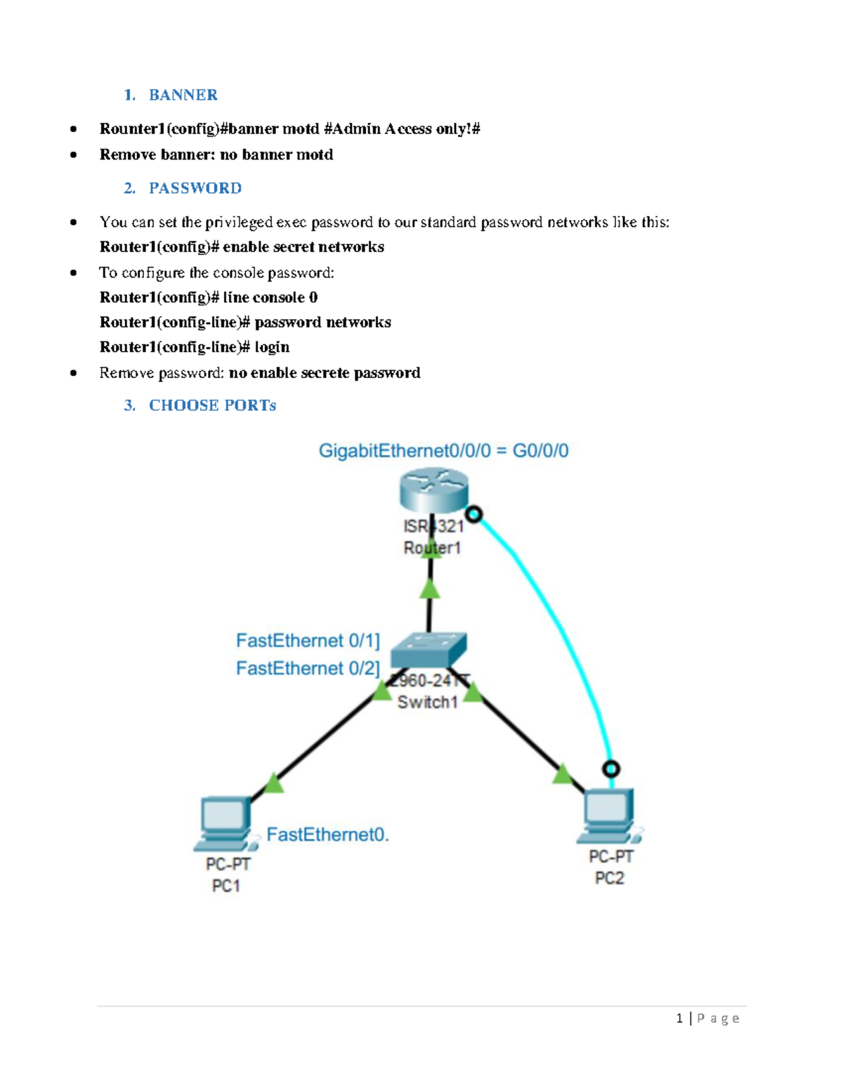 KIT501 Tutorial Revision - 1. BANNER Rounter1(config)#banner motd # ...