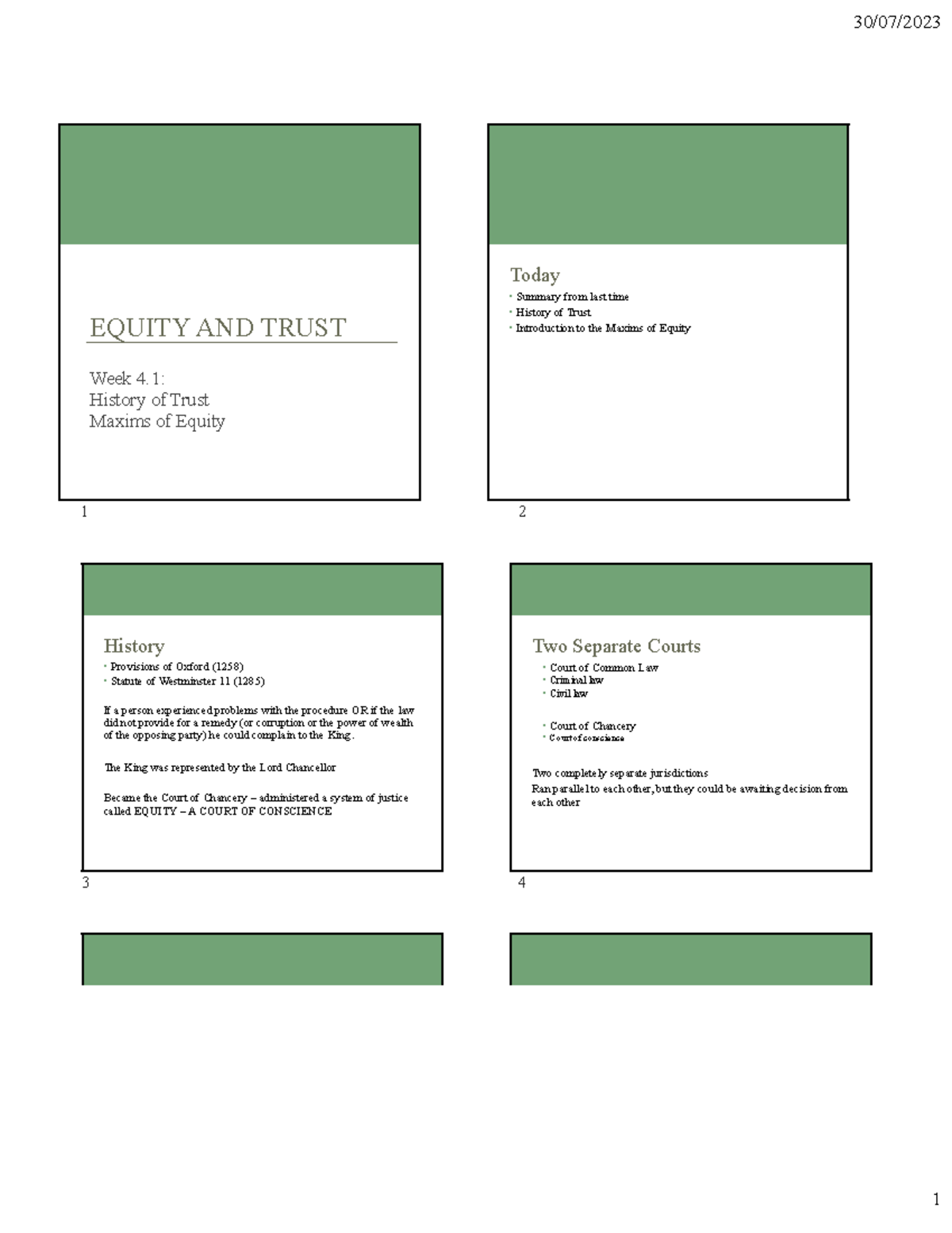 Lecture 3 equity & trust - 1 2 History • Provisions of Oxford (1258 ...