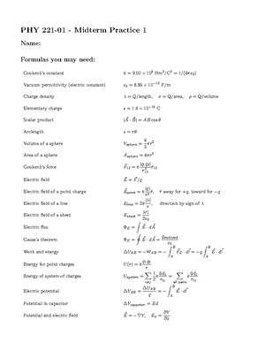 Answer Key Phys221 Midterm 1 Fall2021 - ####### Student Name ...