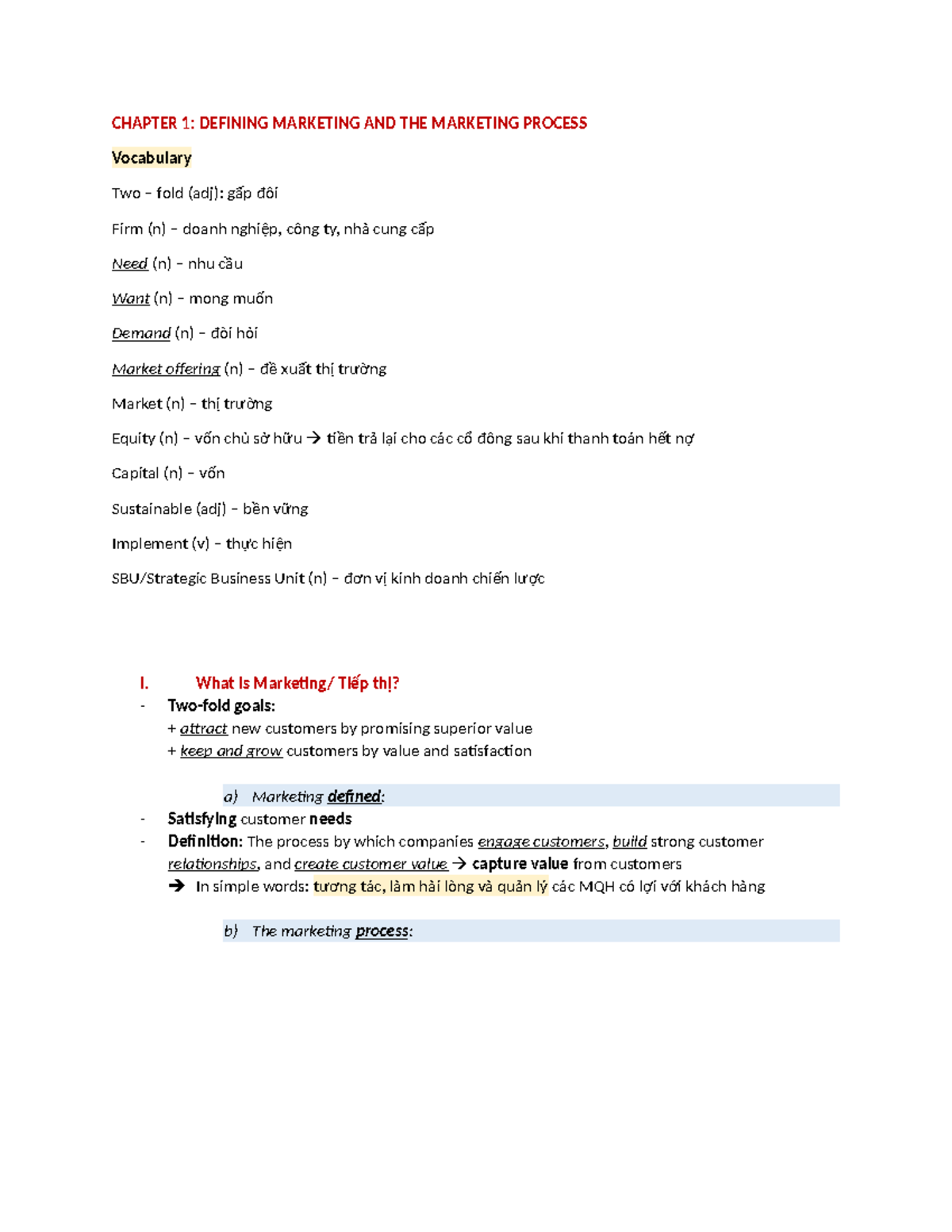 Chapter 12 CHAPTER 1 DEFINING MARKETING AND THE MARKETING PROCESS