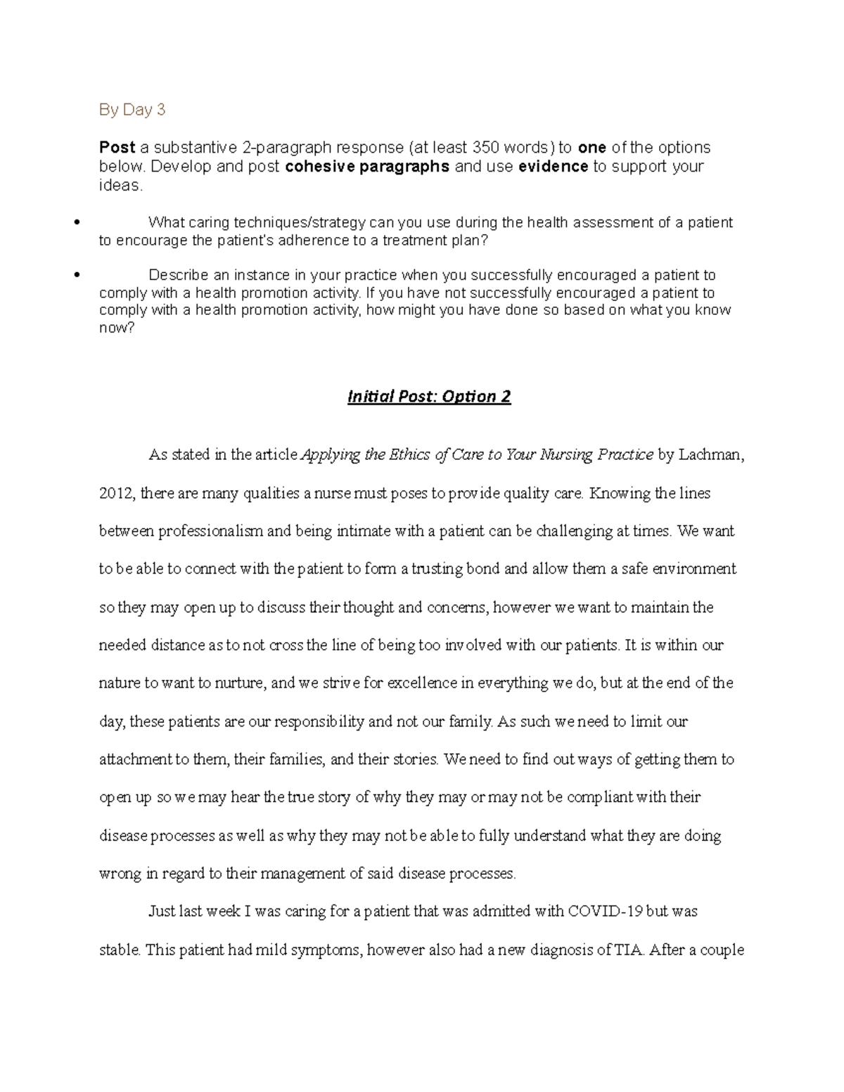 All Things Discussion Posts By Day 3 Post a substantive 2paragraph