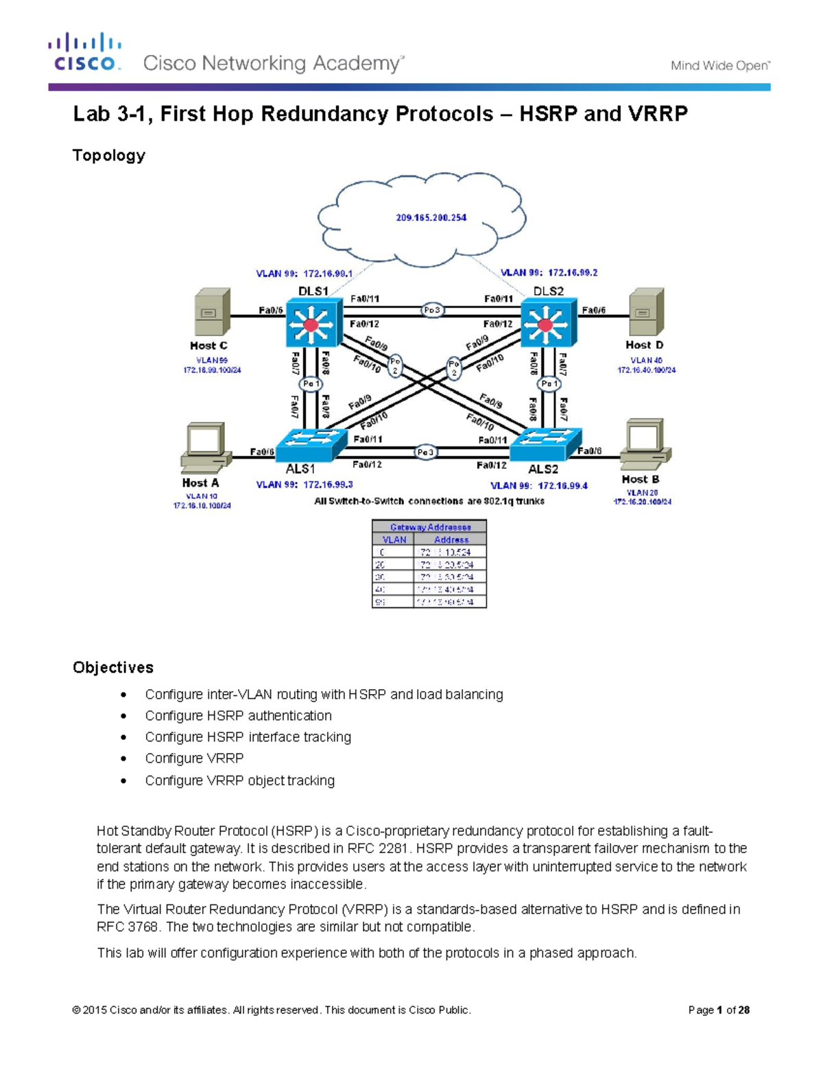 TP3 IRQS Lab3-1 FHRP HSRP VRRP Instructor Mami - Lab 3-1, First Hop ...