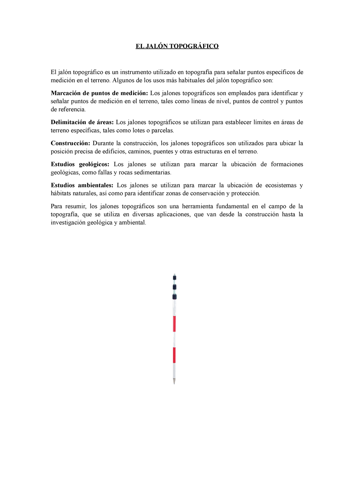 EL Jalón Topográfico - Dibujo De Ingenieria - EL JALÓN TOPOGRÁFICO El ...