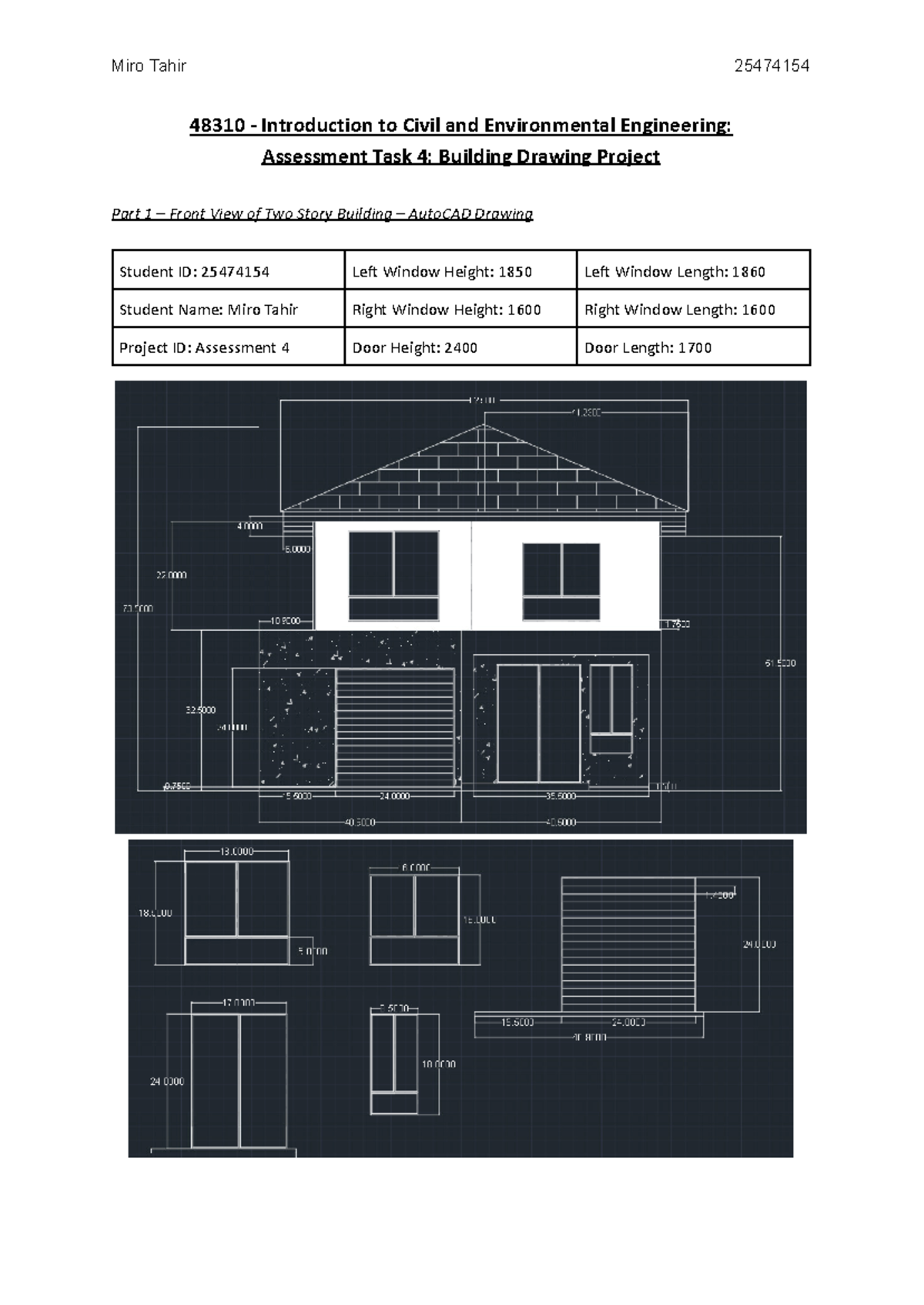 Assessment Task 4 Building Drawing Project - Miro Tahir 25474154 48310 ...