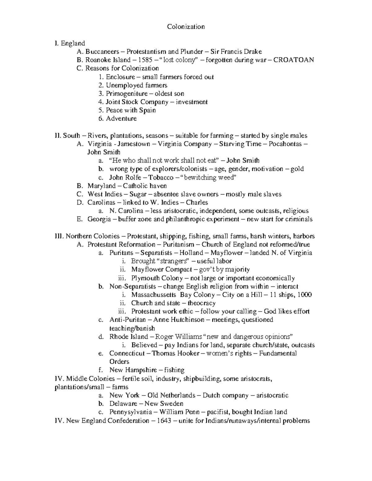 Outline 2Colonization - Colonization I. England A. Buccaneers ...