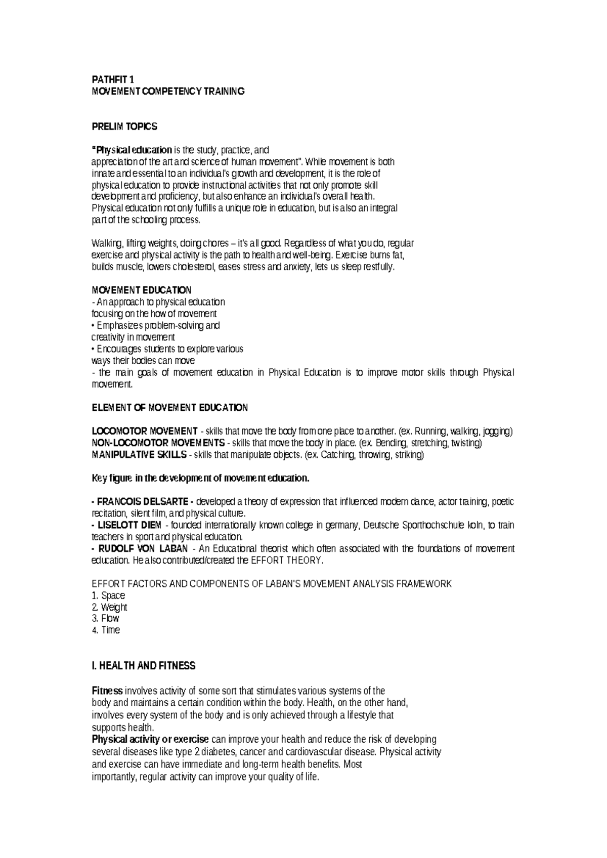 Pathfit 1 Topic FOR Prelim - PATHFIT 1 MOVEMENT COMPETENCY TRAINING ...