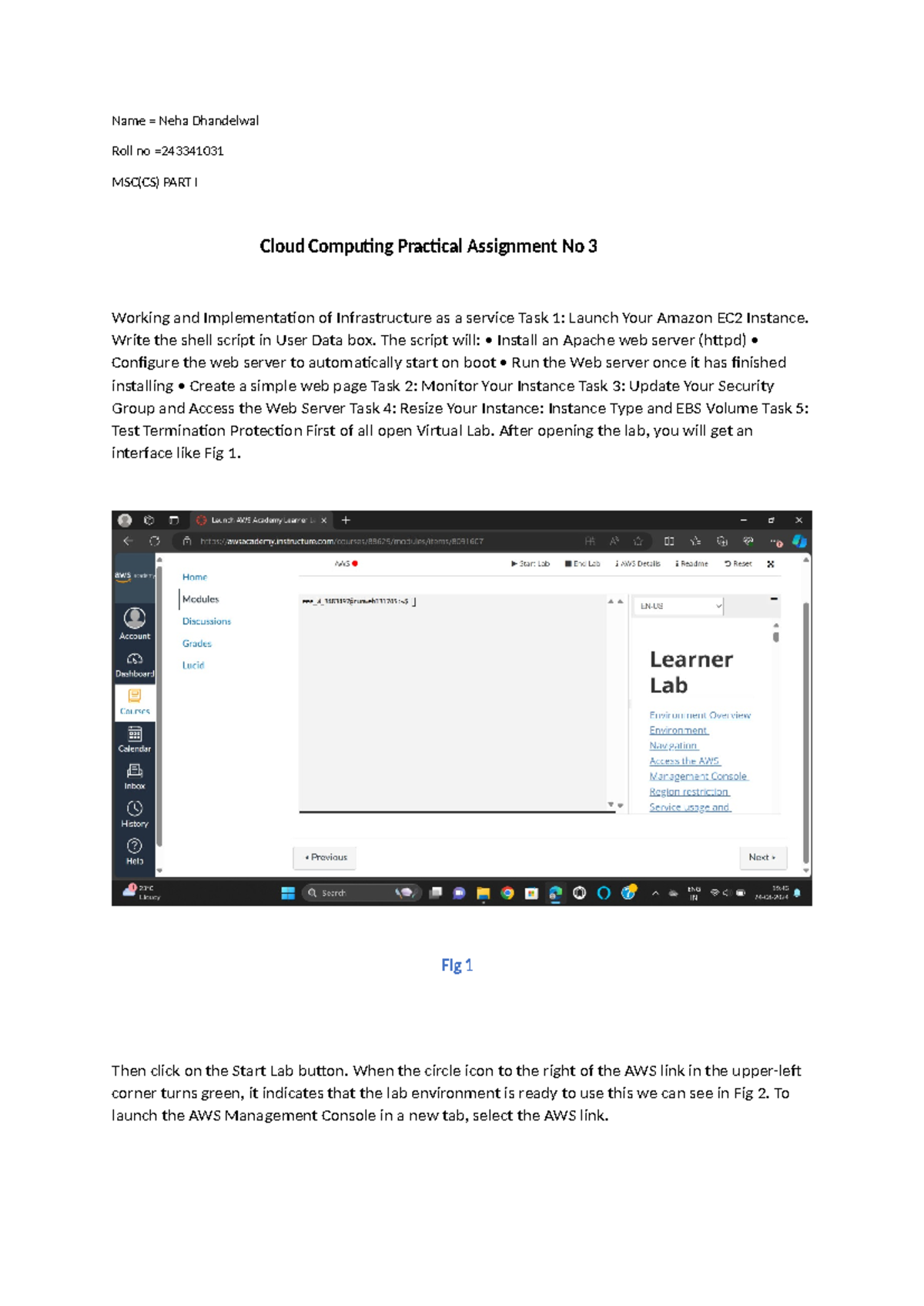 Assign(cloud 3) - Cloud computing practical - Name = Neha Dhandelwal ...