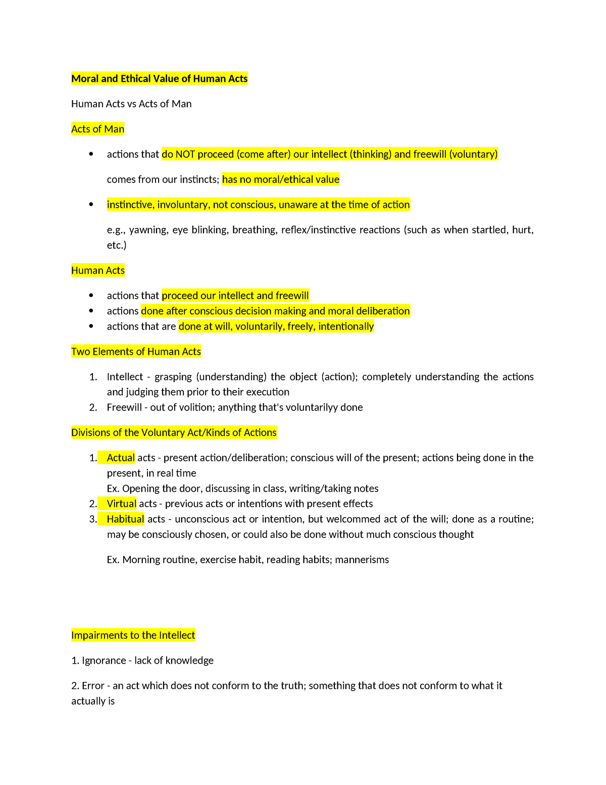 Ethics Topics - Finals - Moral and Ethical Value of Human Acts Human ...