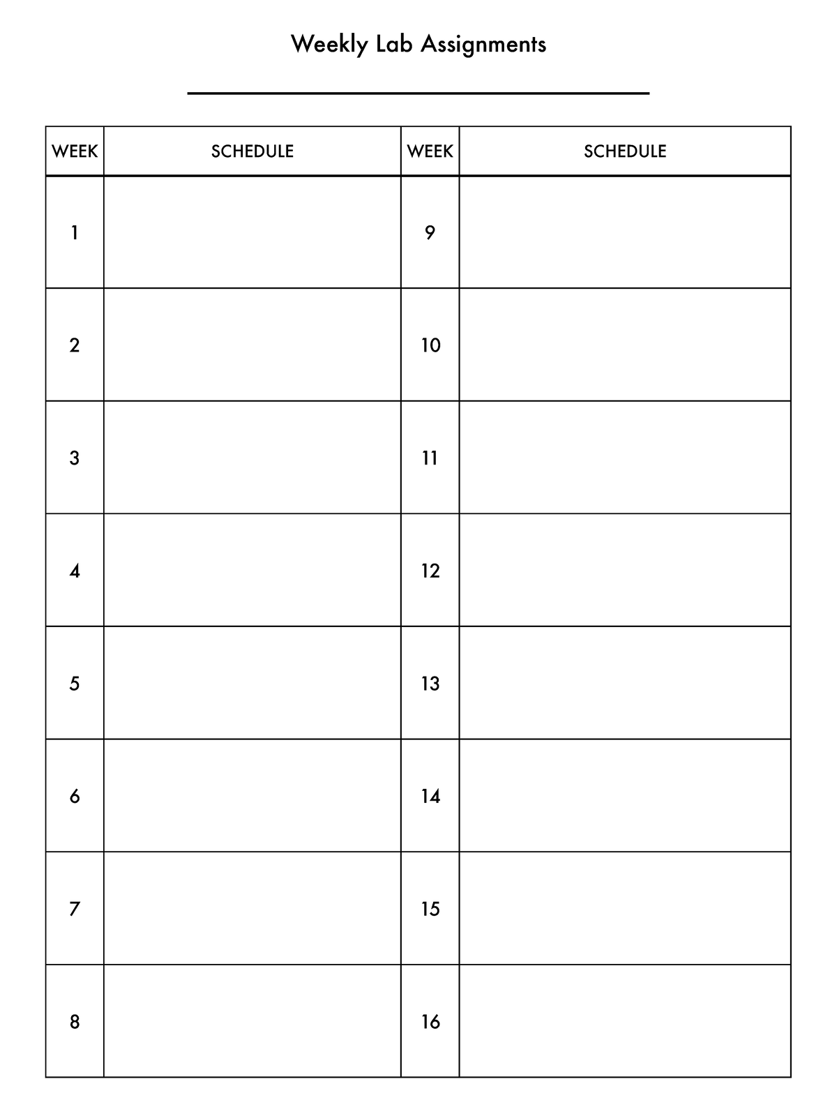 Weekly Lab Assignments - WEEK SCHEDULE WEEK SCHEDULE - Studocu